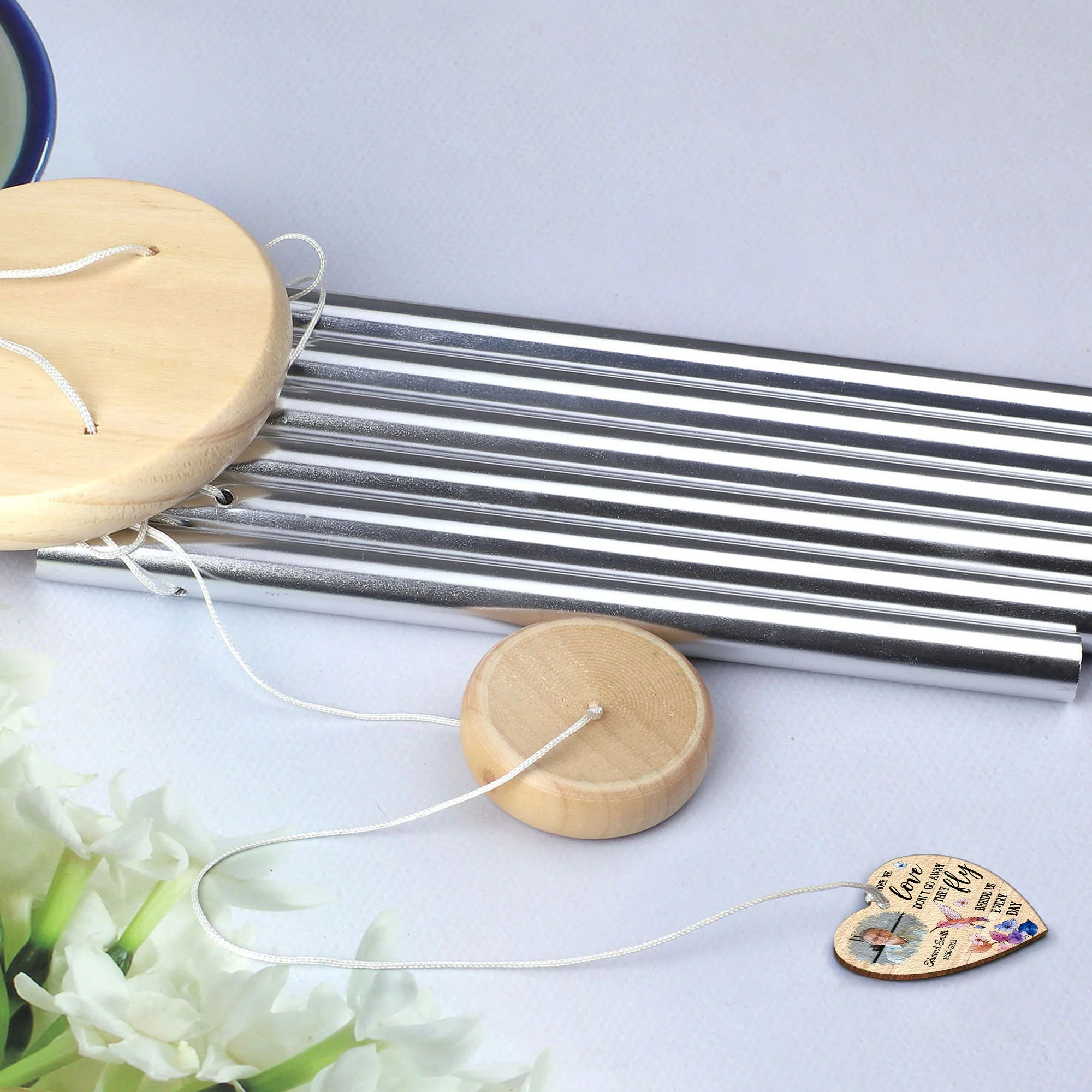 Those We Love Don't Go Away They Fly - Personalized Photo Wind Chimes - Image 6