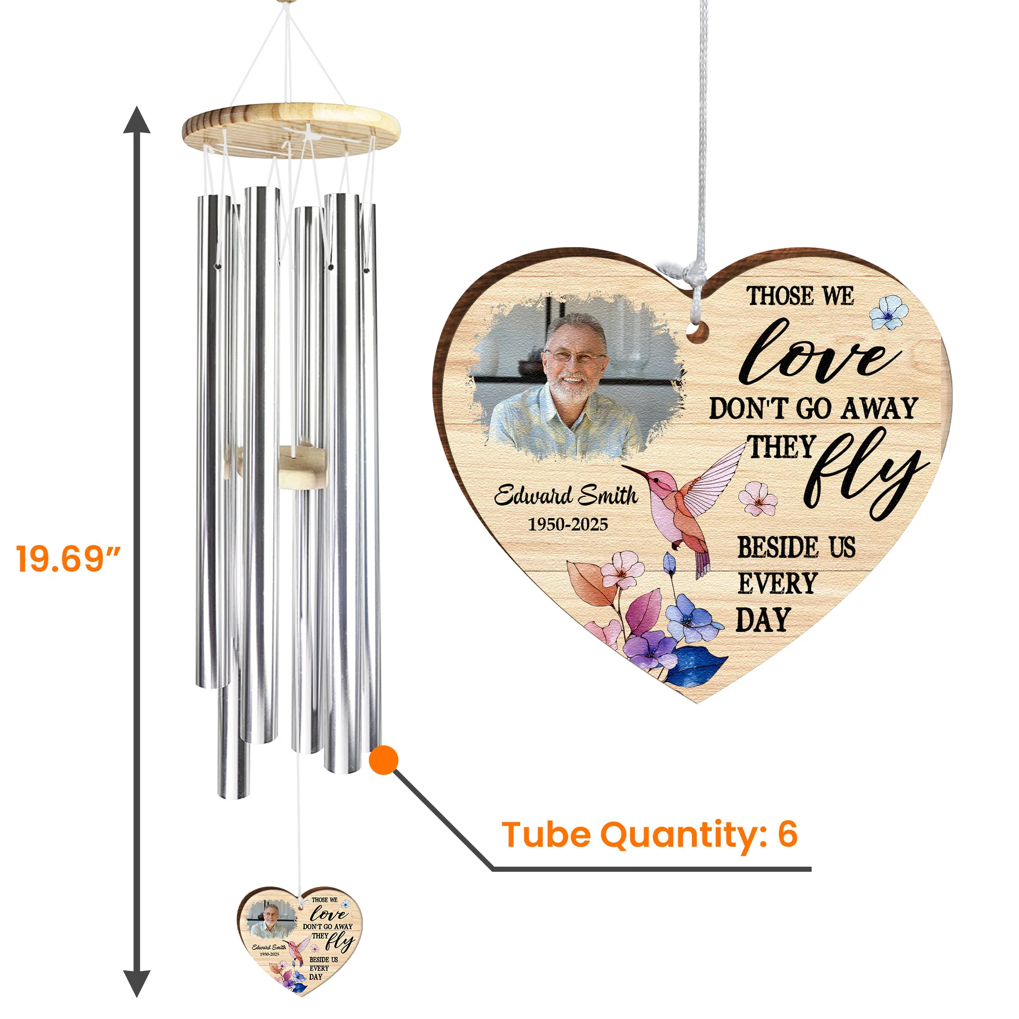 Those We Love Don't Go Away They Fly - Personalized Photo Wind Chimes - Image 7
