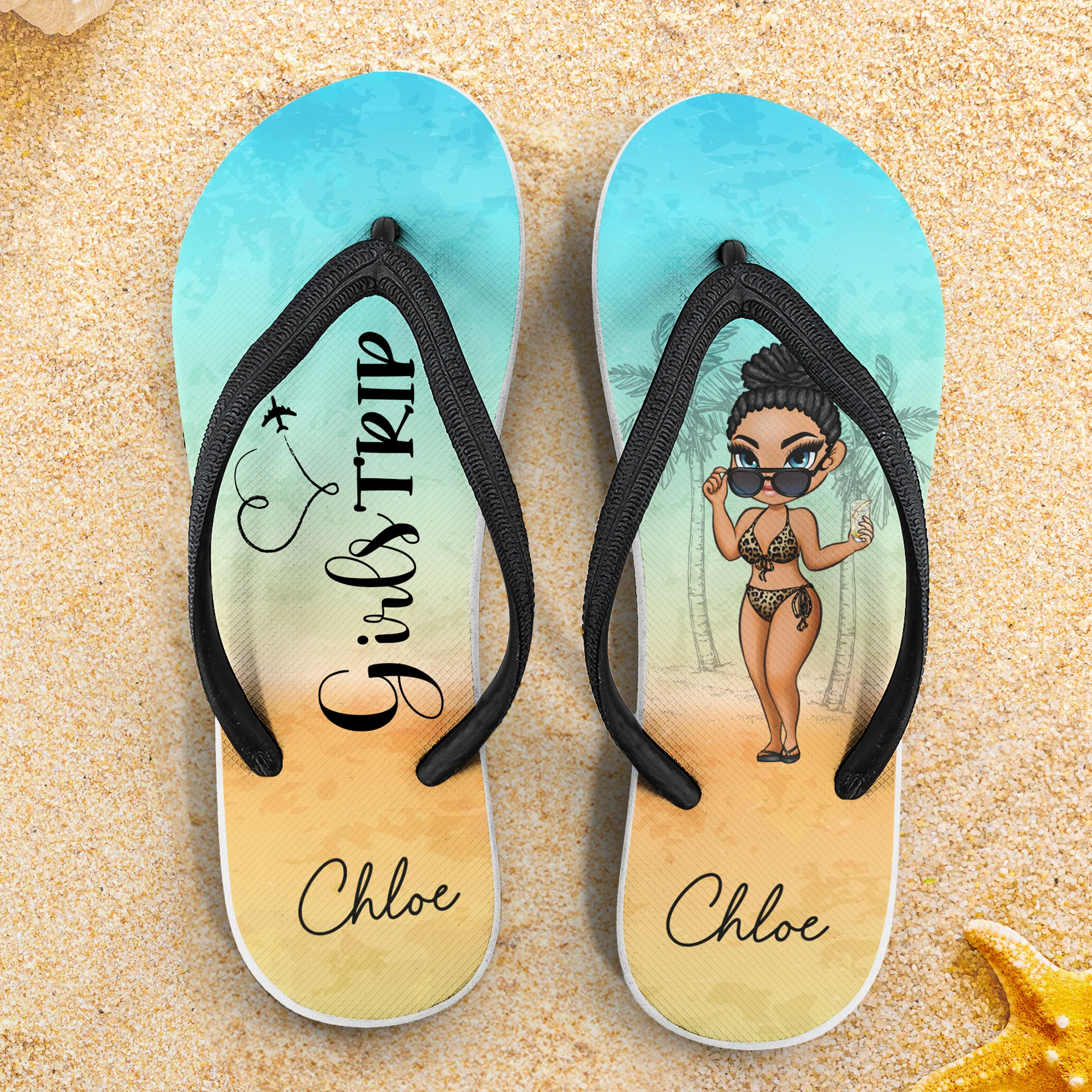 Time For Girls Trip - Personalized Flip Flops - Image 2