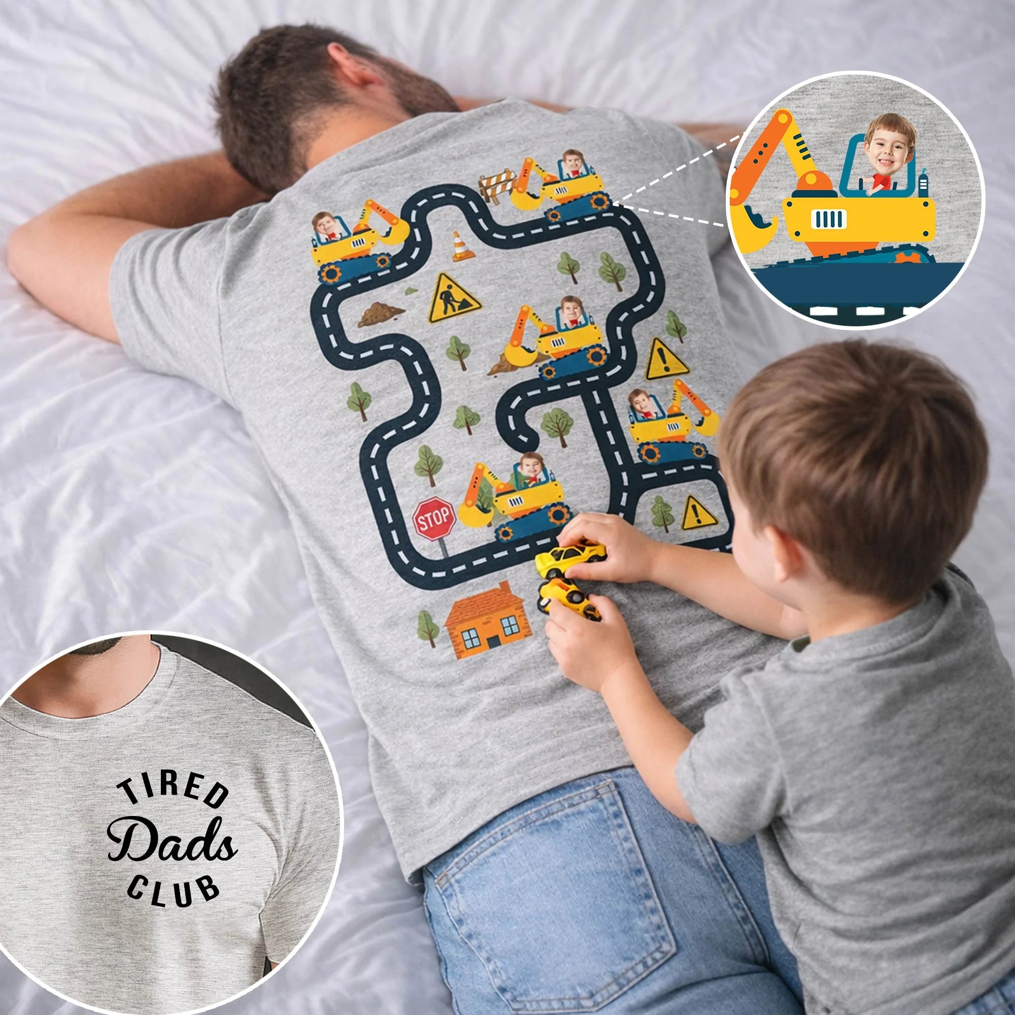 Tired Dads Club Construction Car Track Massage Funny Father Day Gifts For Dad - Personalized Shirt - Image 2