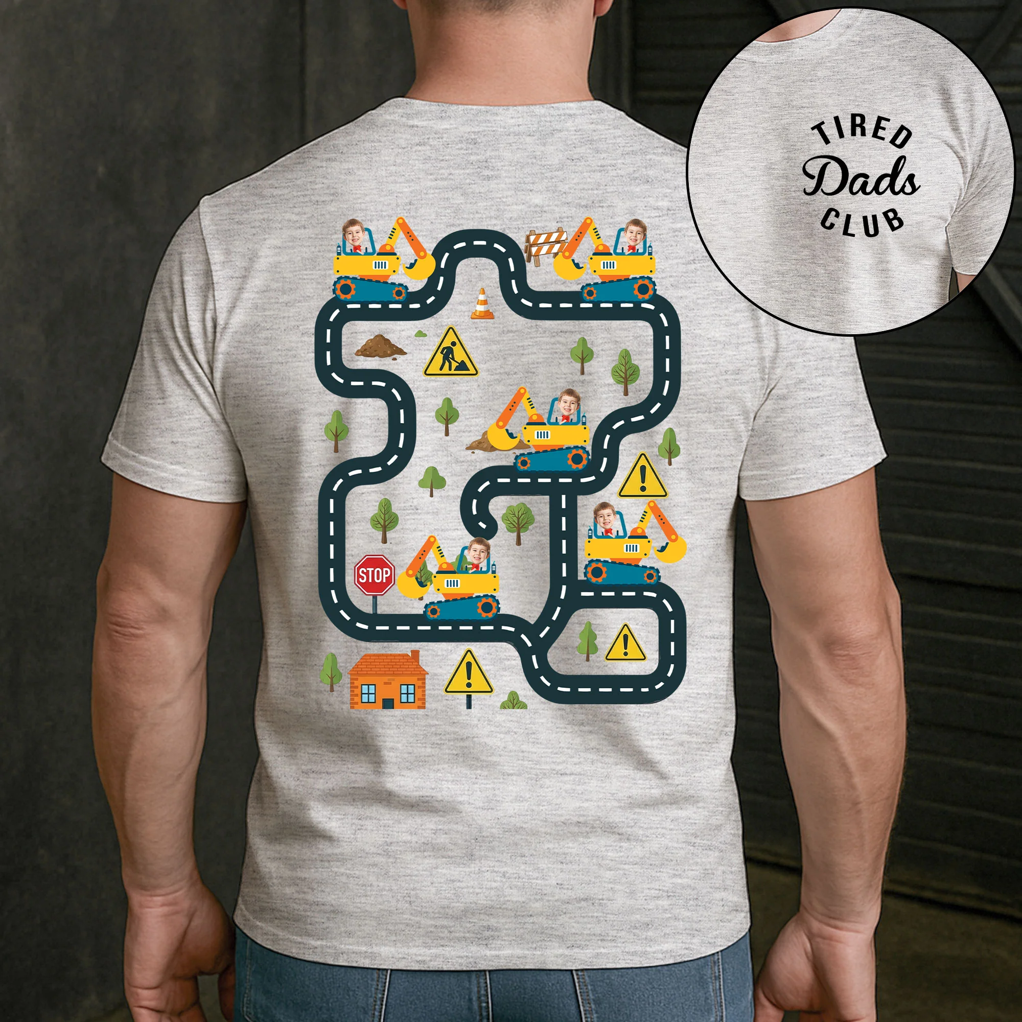 Tired Dads Club Construction Car Track Massage Funny Father Day Gifts For Dad - Personalized Shirt - Image 5