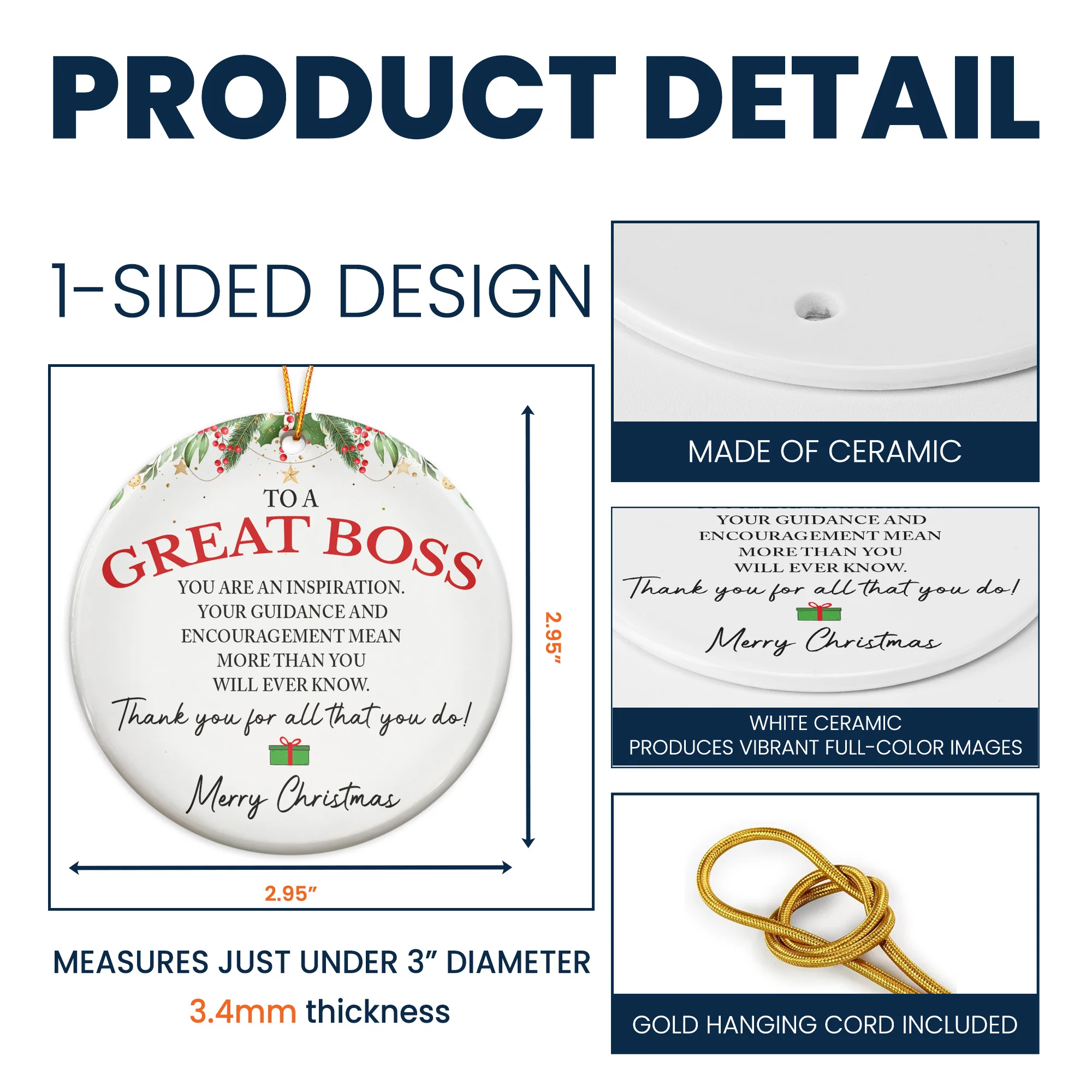 To A Great Boss Thank You Christmas Present - Ceramic Ornament - Image 5