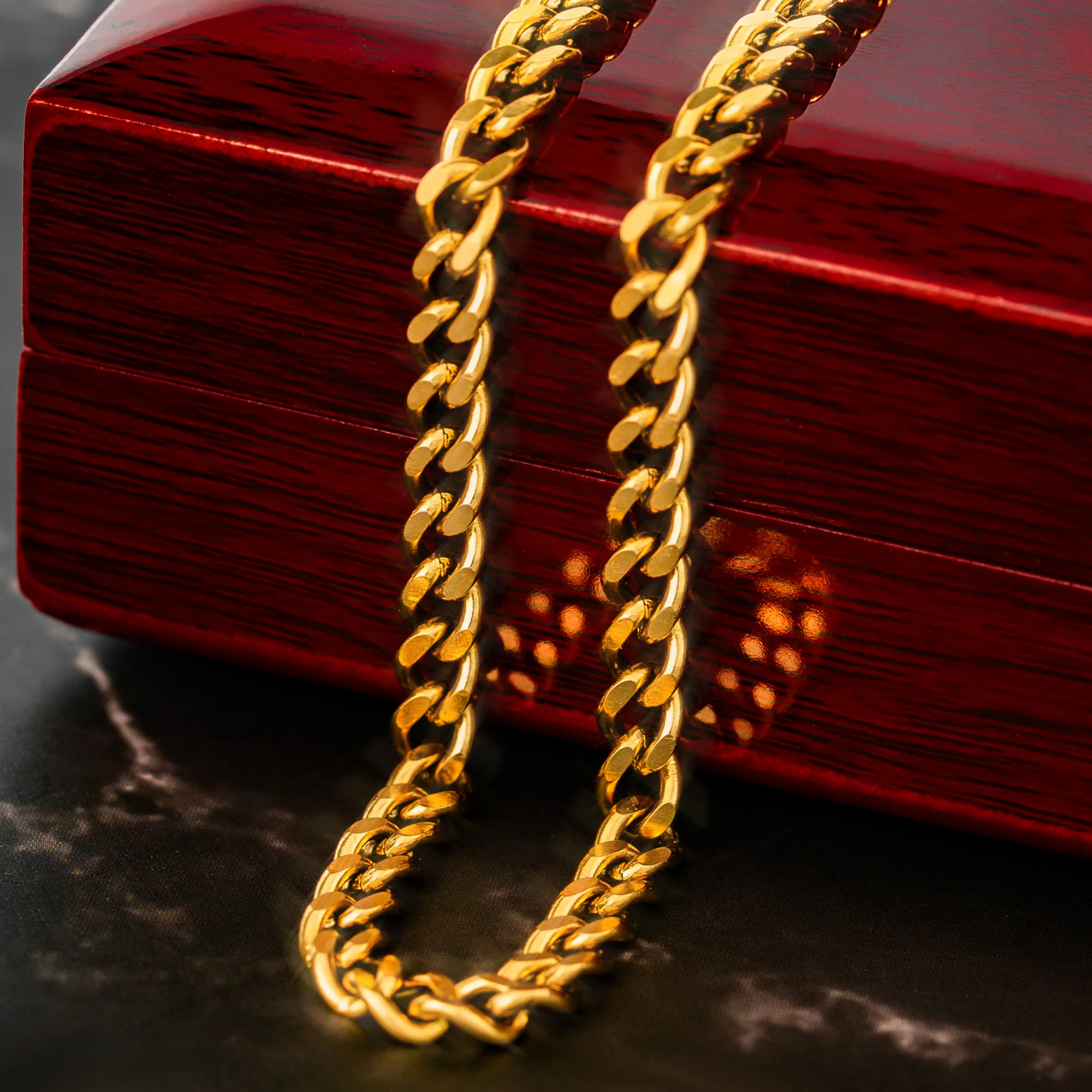 To A Wonderful Dad We Are So Glad You Are Ours - Personalized Men's Cuban Link Chain - Image 5