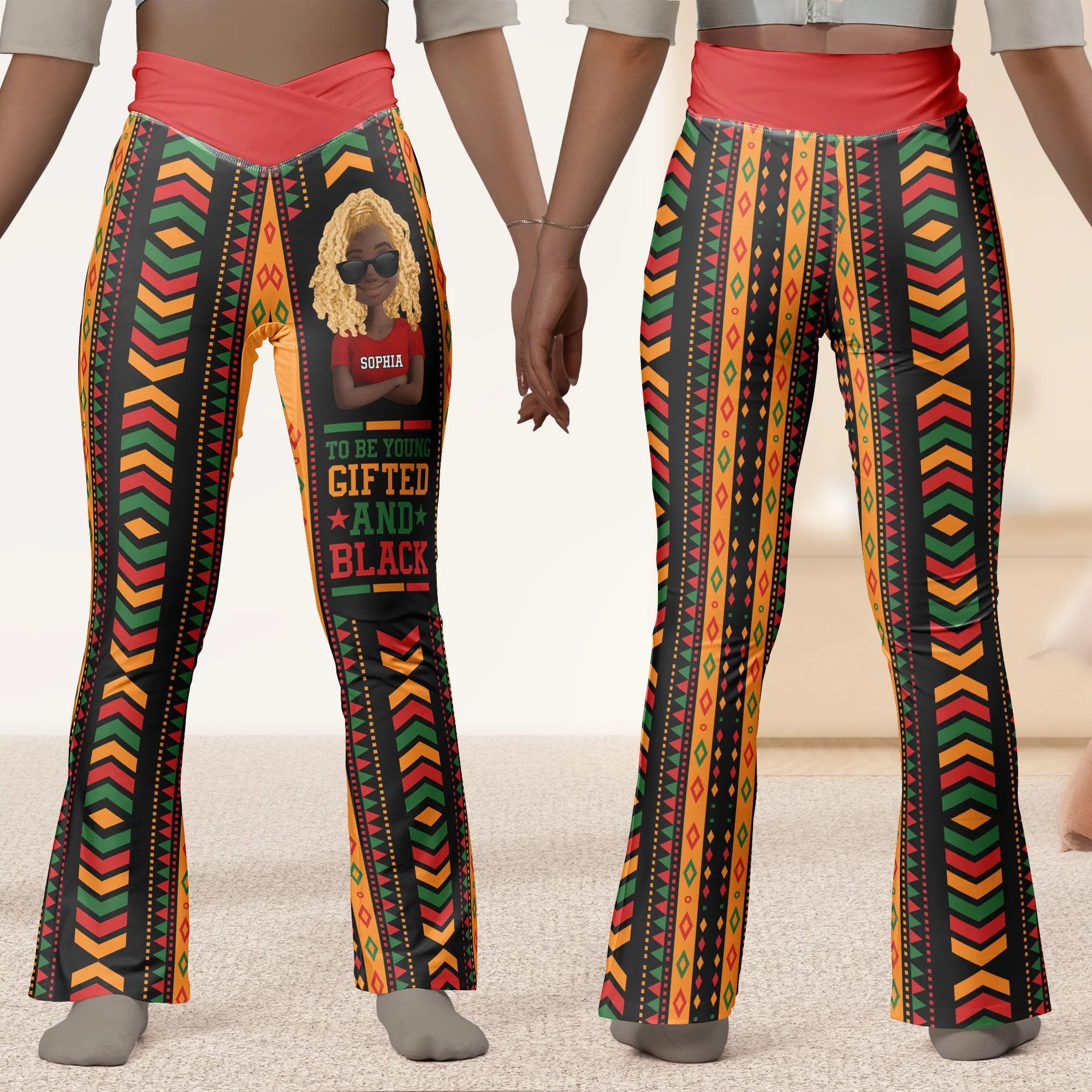 To Be Young, Gifted And Black - Personalized Flare Leggings - Image 2