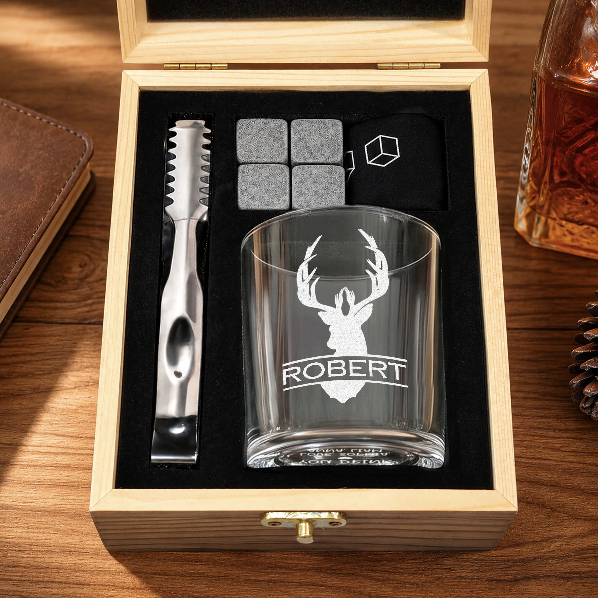 To Dad From The Reason You Drink - Father's Day Gift Set - Personalized Whiskey Glass - Image 4