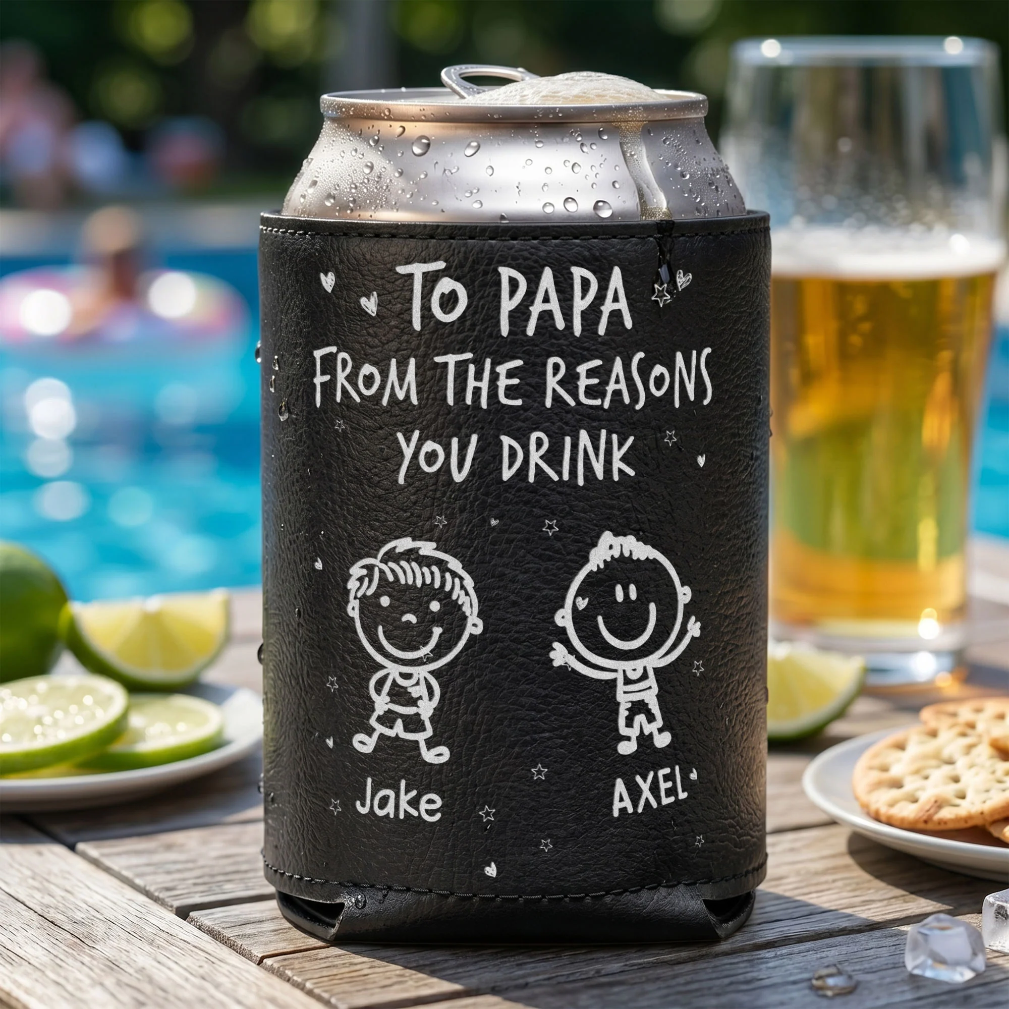 To Dad From The Reasons You Drink - Personalized Can Cooler - Image 4