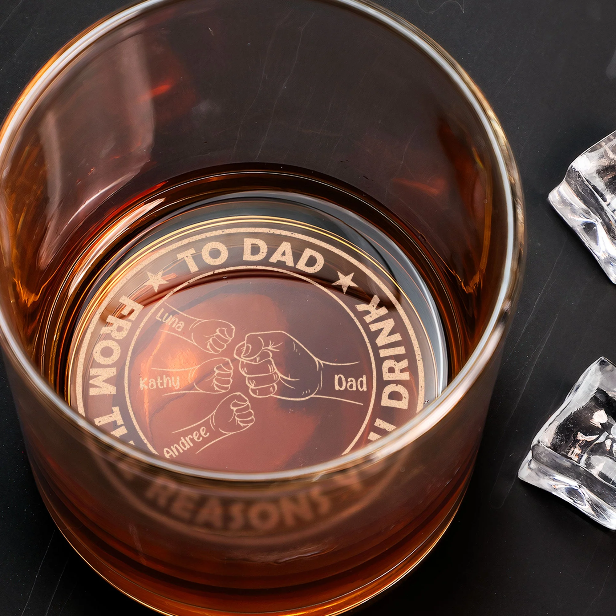 To Dad From The Reasons You Drink - Personalized Engraved Whiskey Glass - Image 3
