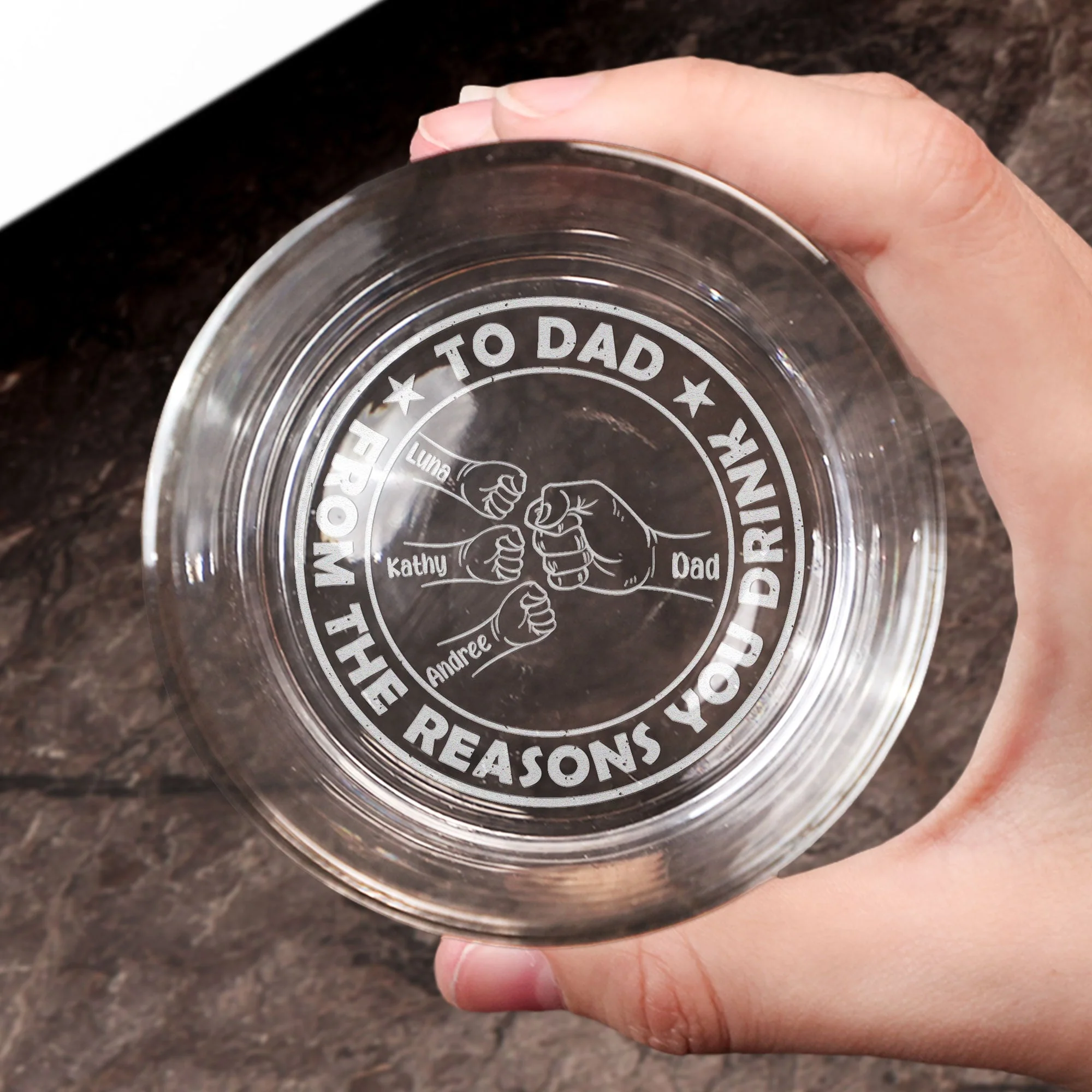 To Dad From The Reasons You Drink - Personalized Engraved Whiskey Glass - Image 4