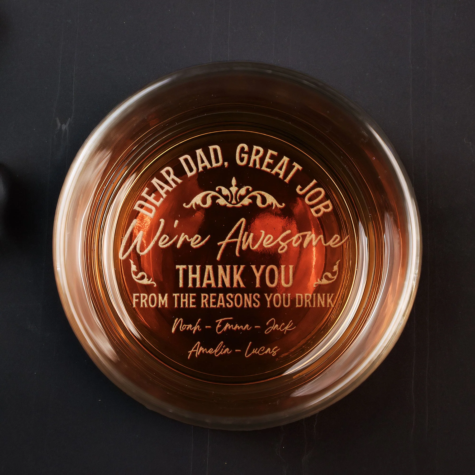 To Dad From The Reasons You Drink - Personalized Engraved Whiskey Glass - Image 2