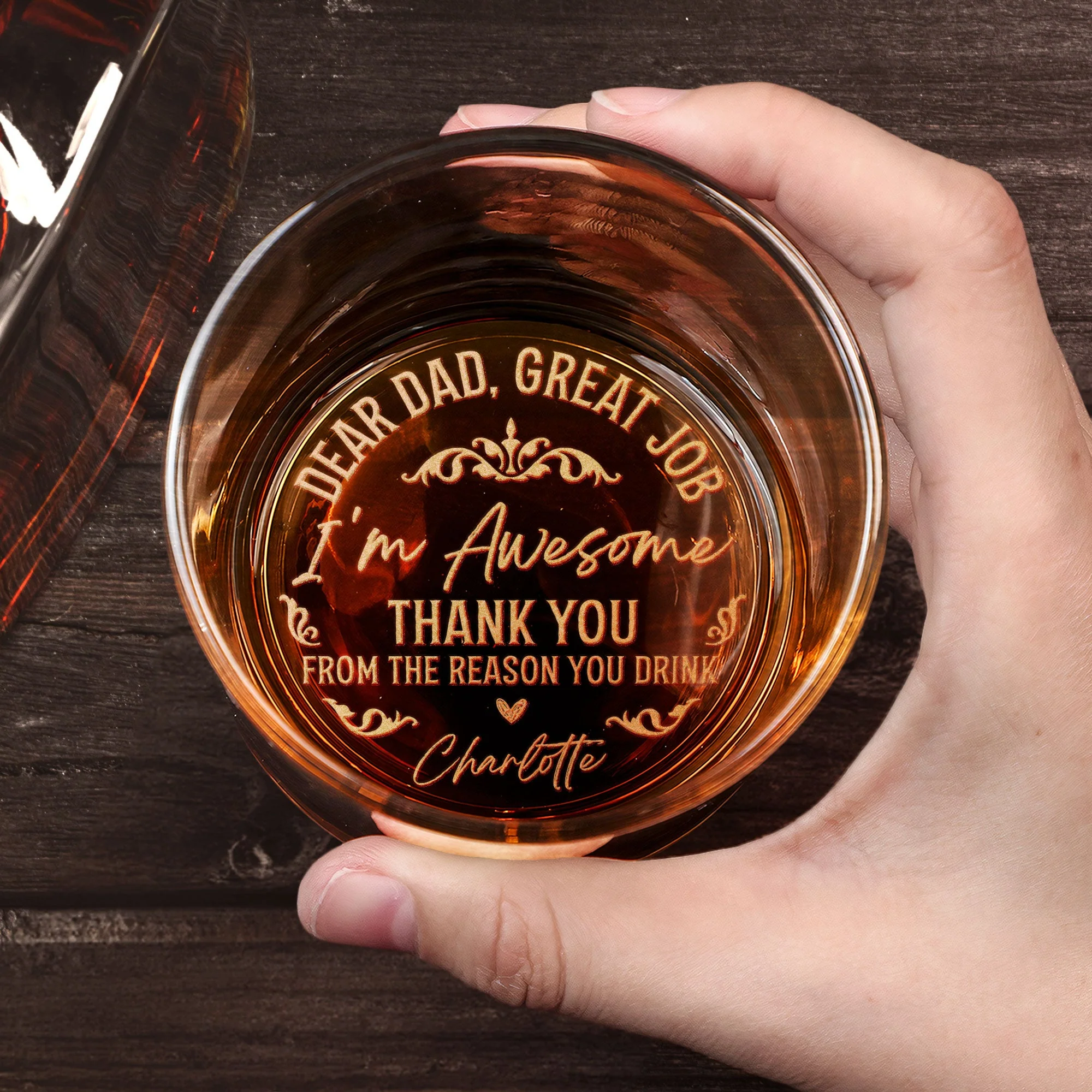 To Dad From The Reasons You Drink - Personalized Engraved Whiskey Glass - Image 6