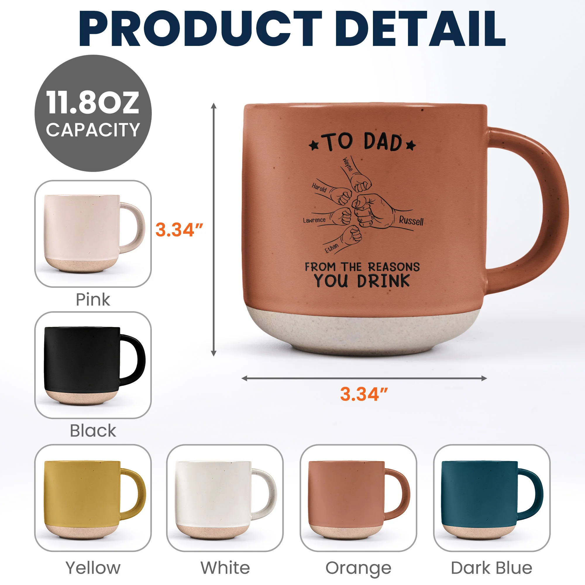 To Dad From The Reasons You Drink - Personalized Pottery Mug - Image 6