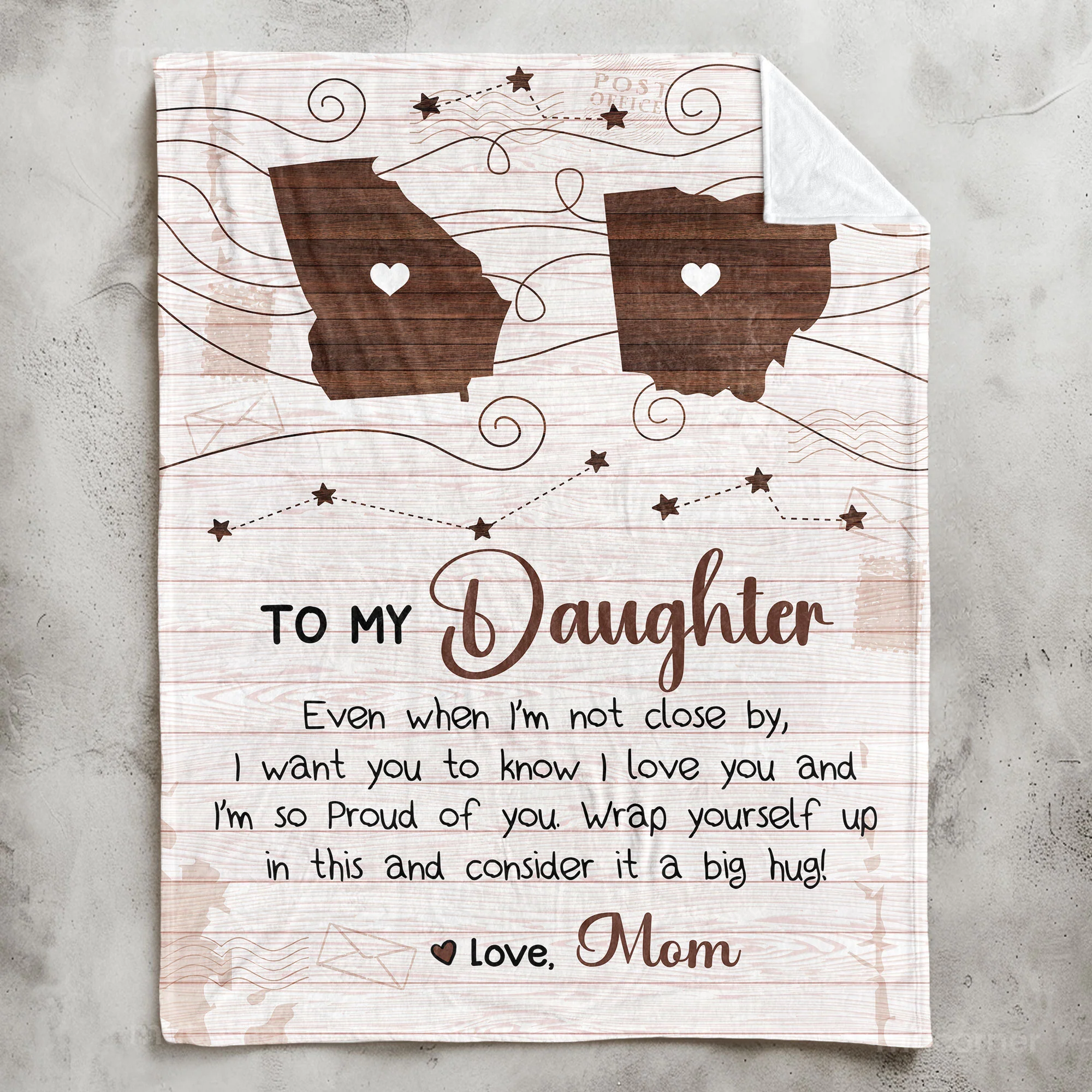 To Daughter, Son - Consider It A Big Hug - Custom States - Personalized Blanket - Image 3