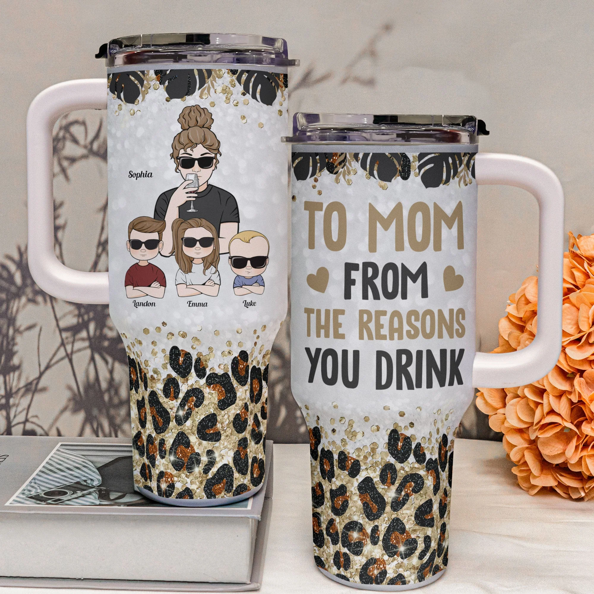 To Mom From The Reasons You Drink - Personalized 40oz Tumbler With Straw - Image 3