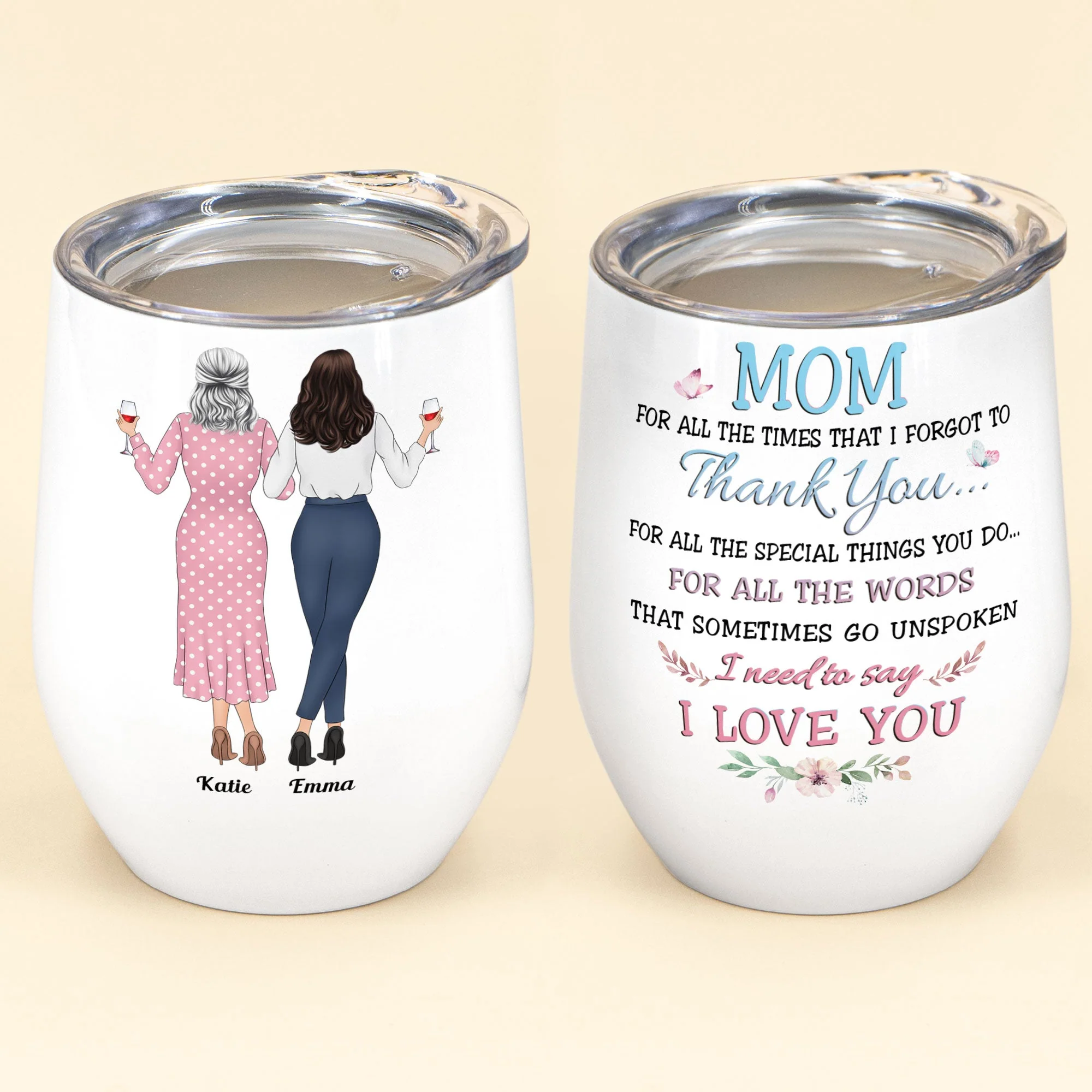 To Mom Words Go Unspoken - Personalized Wine Tumbler - Mother's Day Gift For Mother, Mama, Grandma - Image 2