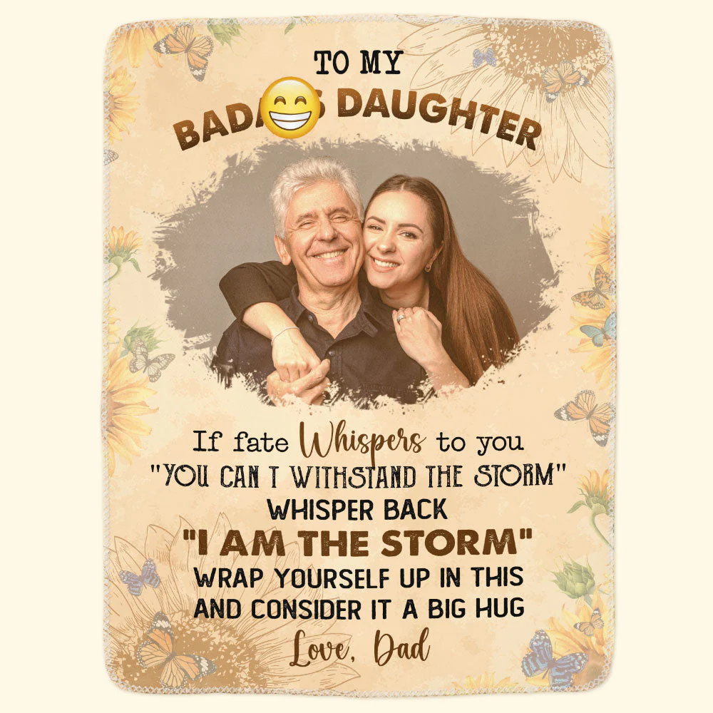 To My Badass Daughter From Dad - Personalized Photo Blanket - Image 2