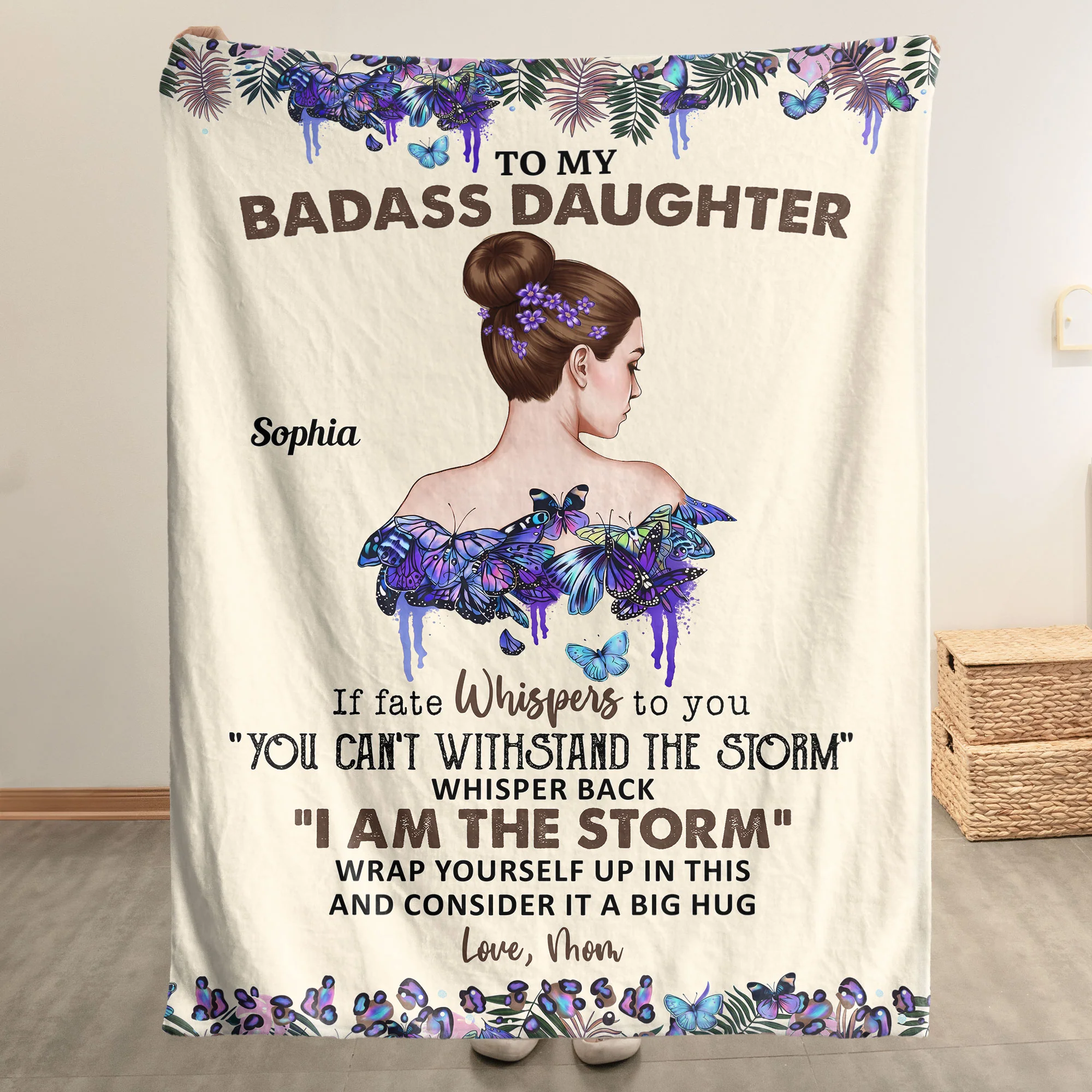 To My Badass Daughter I Love You - Personalized Blanket