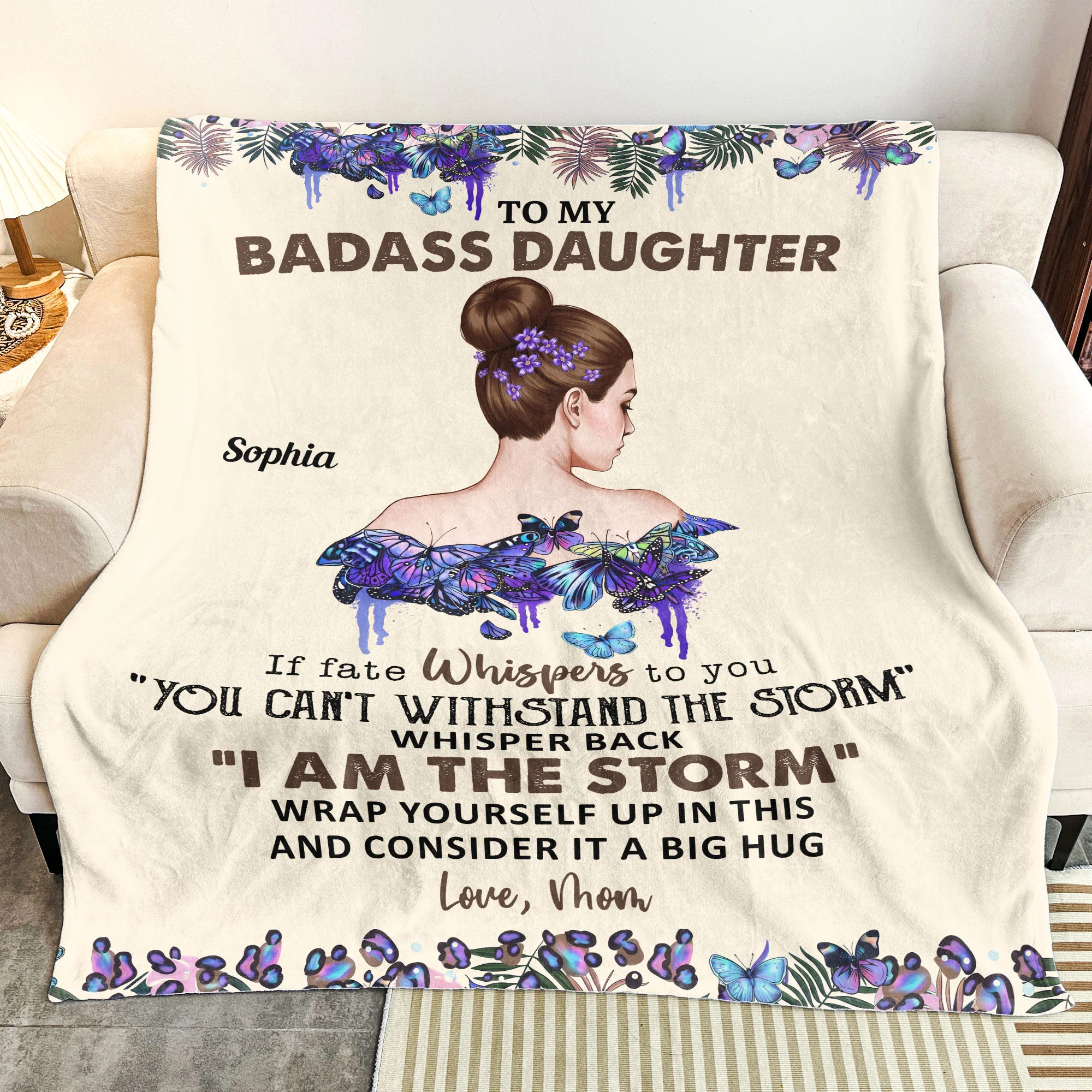 To My Badass Daughter I Love You - Personalized Blanket - Image 3