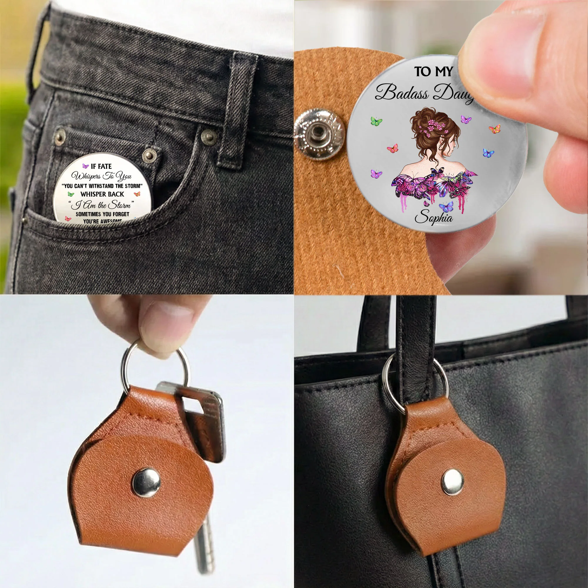 To My Badass Daughter I Love You - Personalized Pocket Hug - Image 3