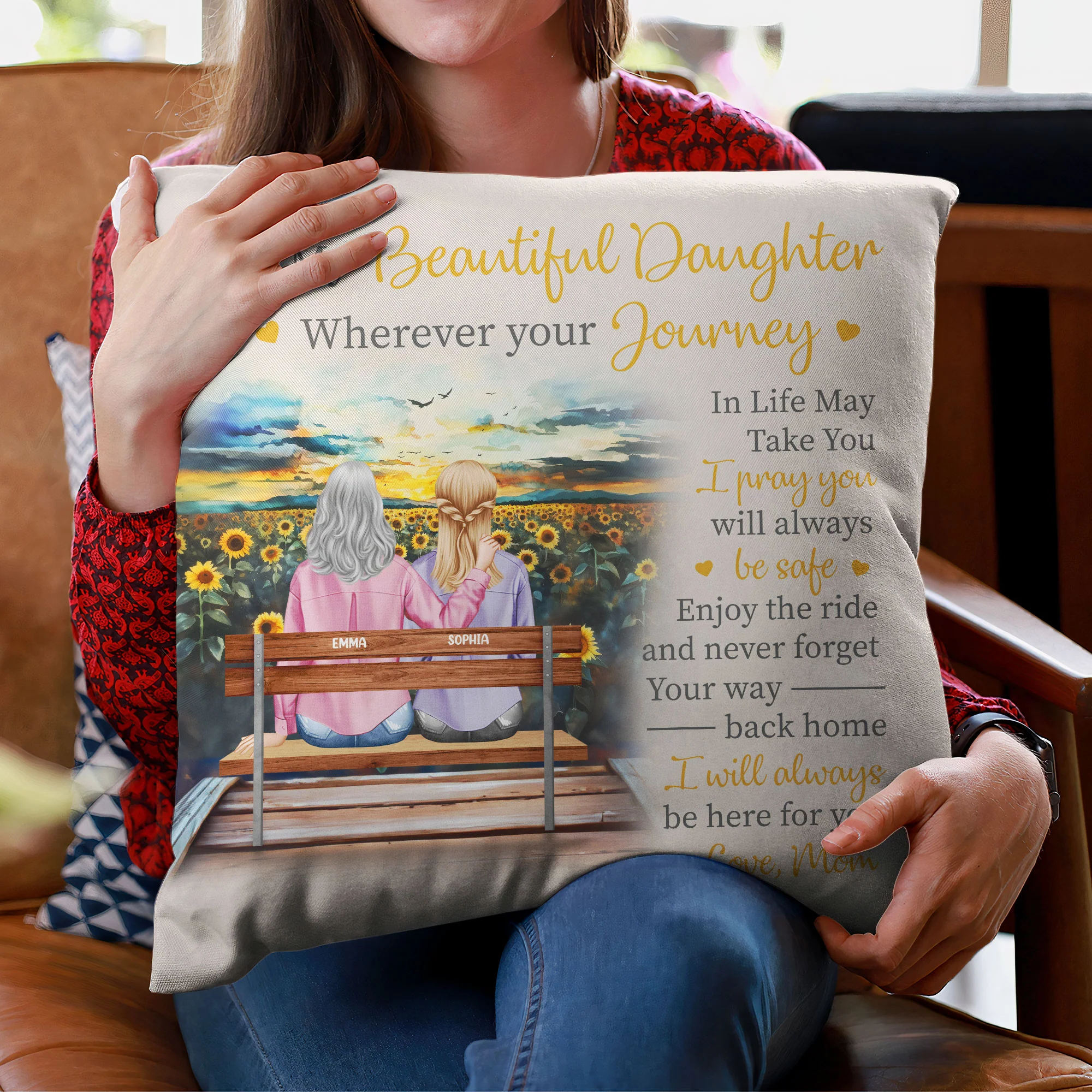 To My Beautiful Daughter Be Here For You - Personalized Pillow (Insert Included) - Image 5