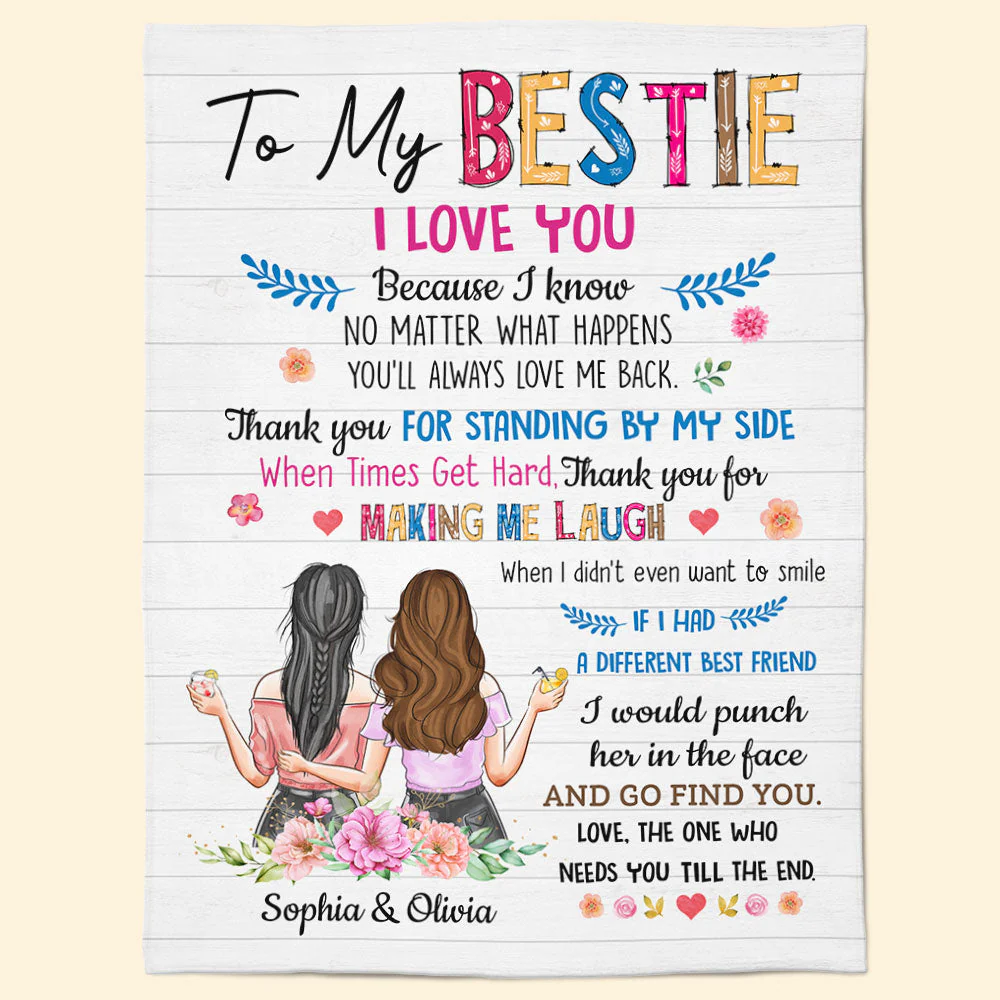 To My Bestie I Love You - Personalized Blanket - Image 7