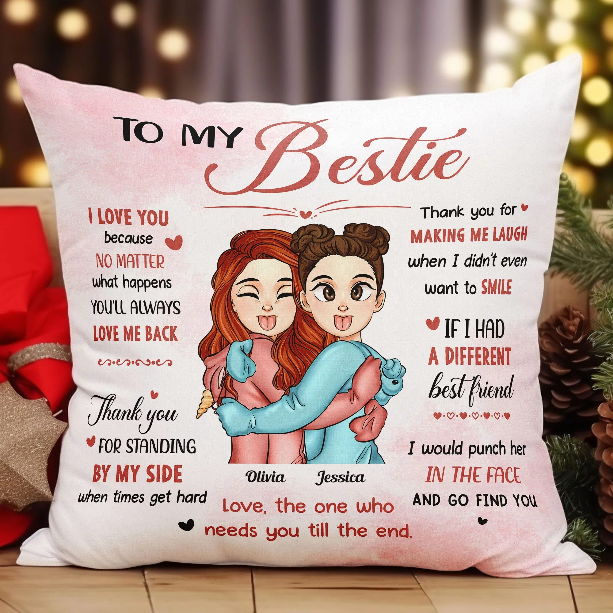 To My Bestie - Personalized Pillow (Insert Included) - Image 2