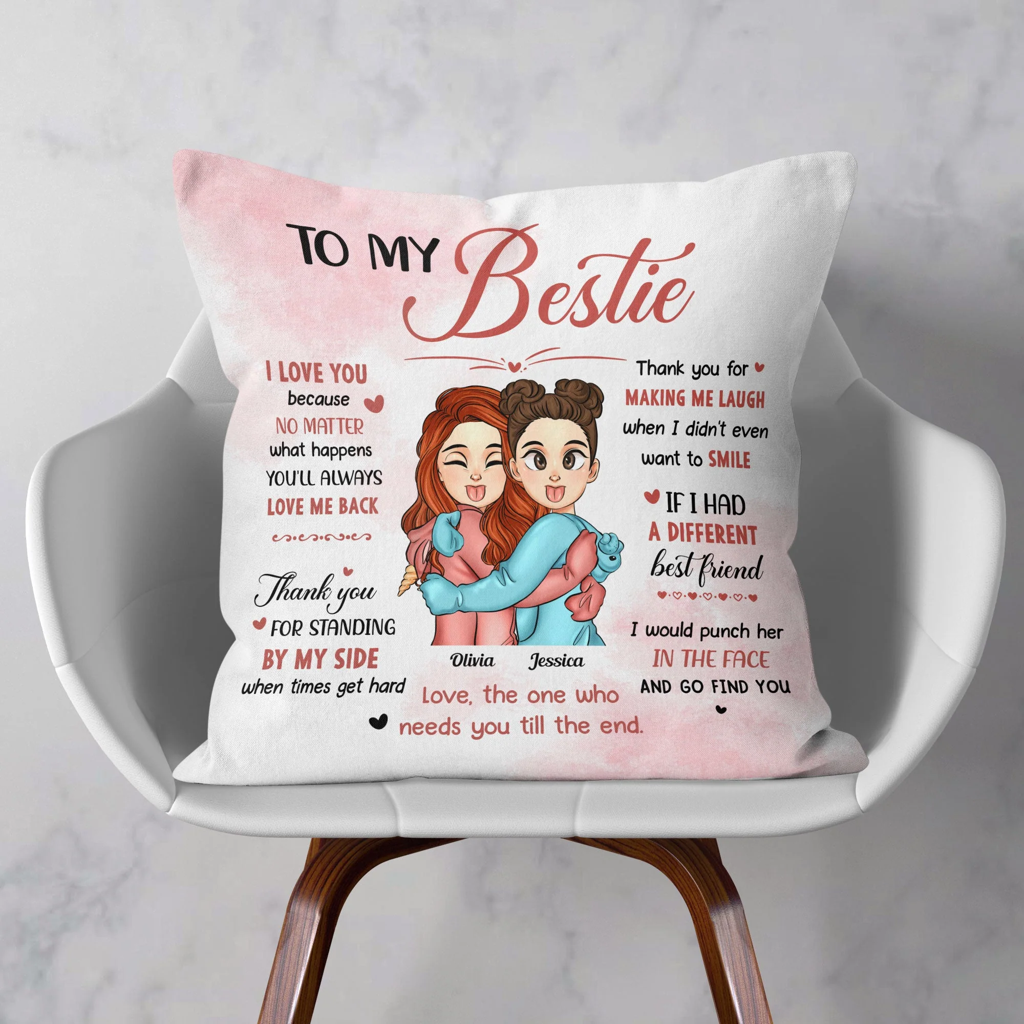 To My Bestie - Personalized Pillow (Insert Included) - Image 3