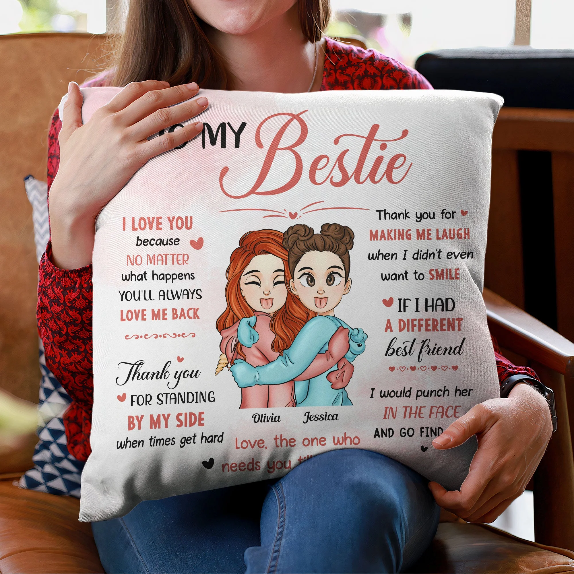 To My Bestie - Personalized Pillow (Insert Included) - Image 4