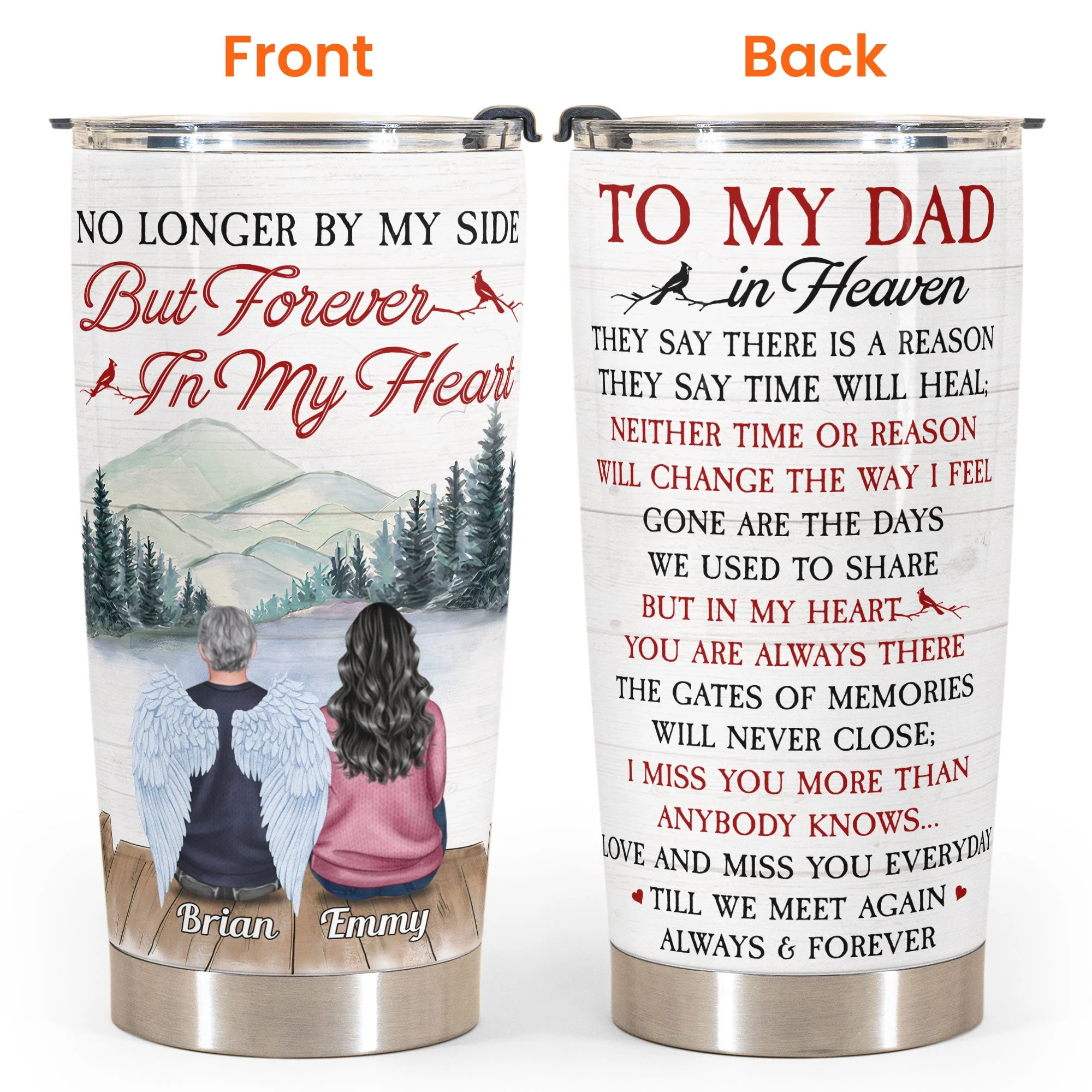 To My Dad In Heaven - Personalized Tumbler - Memorial Gift For Family, Daughter, Son, - Remembrance Tumbler - Image 4