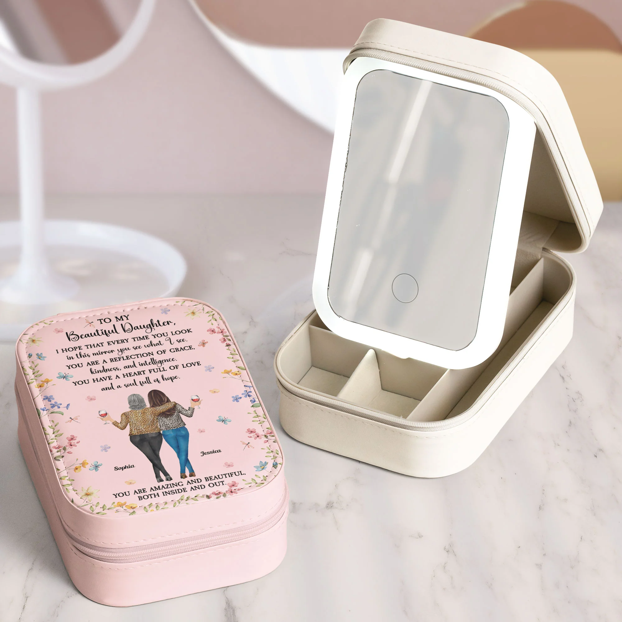 To My Daughter Every Time You Look In This Mirror - Custom Makeup Box With LED Mirror - Image 2