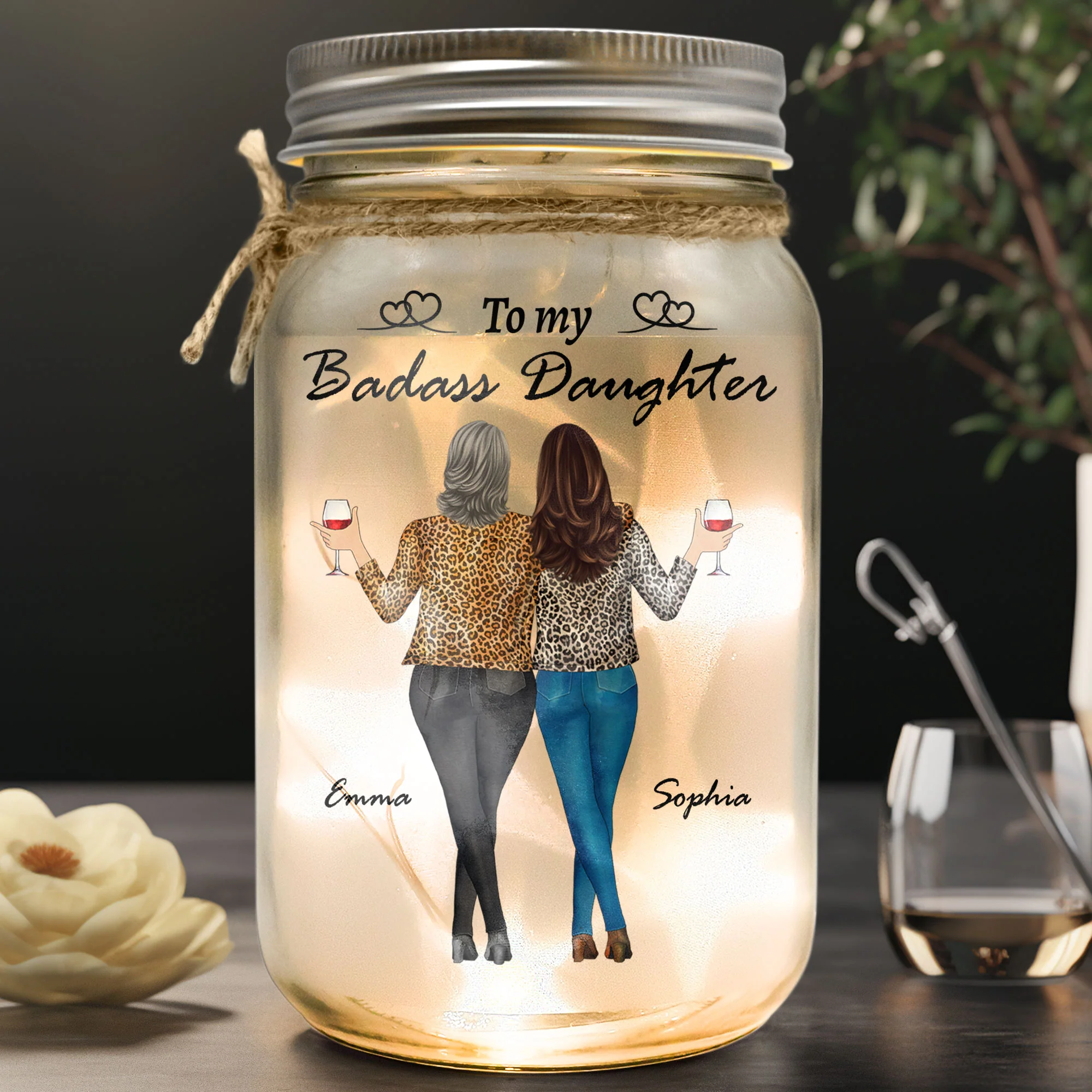 To My Daughter From Mom - Personalized Mason Jar Light - Image 3