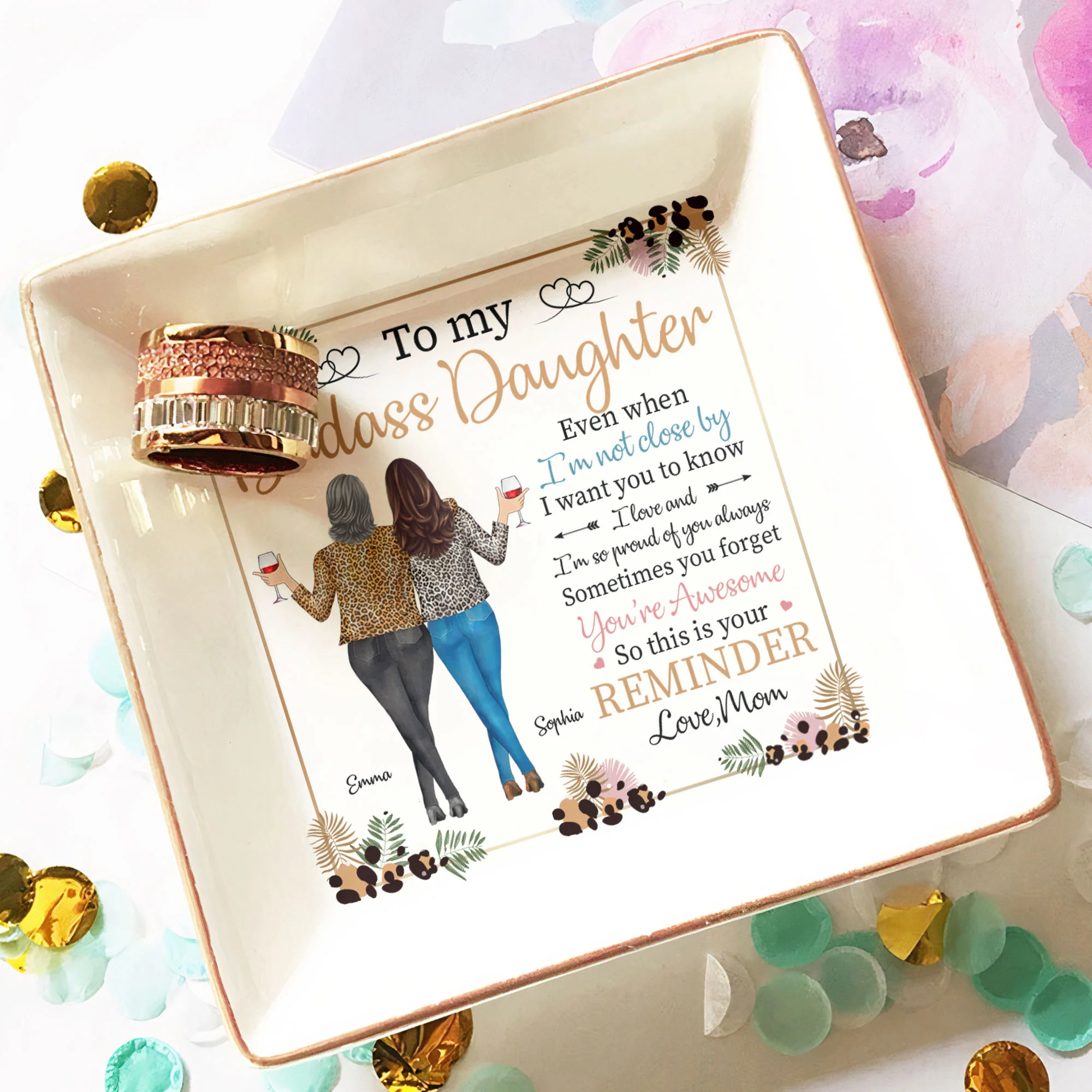 To My Daughter Gift From Mom - Personalized Jewelry Dish - Image 3