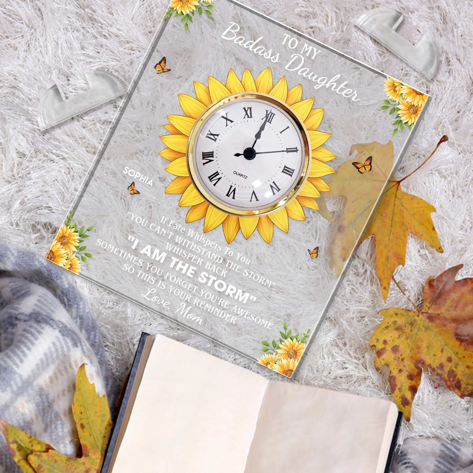 To My Daughter Gift If Fate Whisper To You - Personalized Acrylic Desk Clock - Image 4