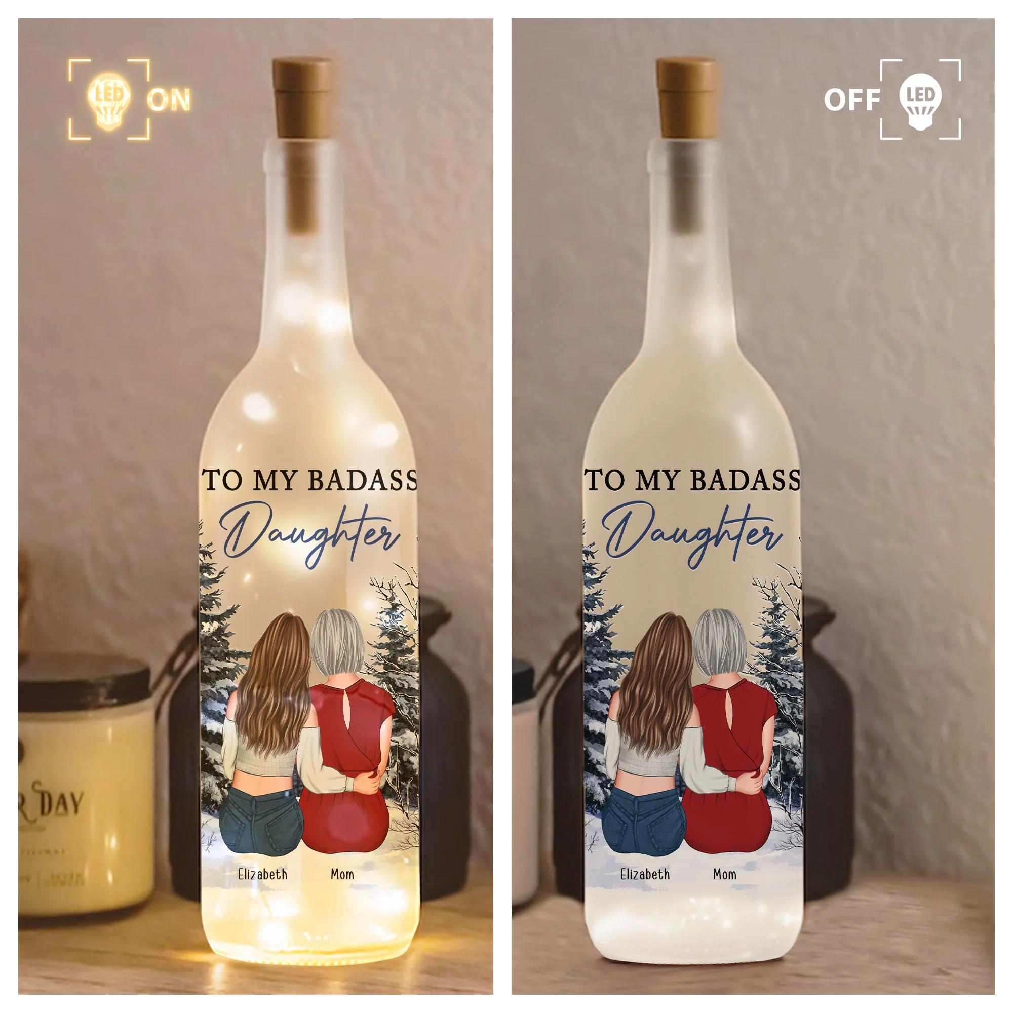 To My Daughter Gift Whisper Back I Am The Storm - Personalized Bottle Lamp - Image 3