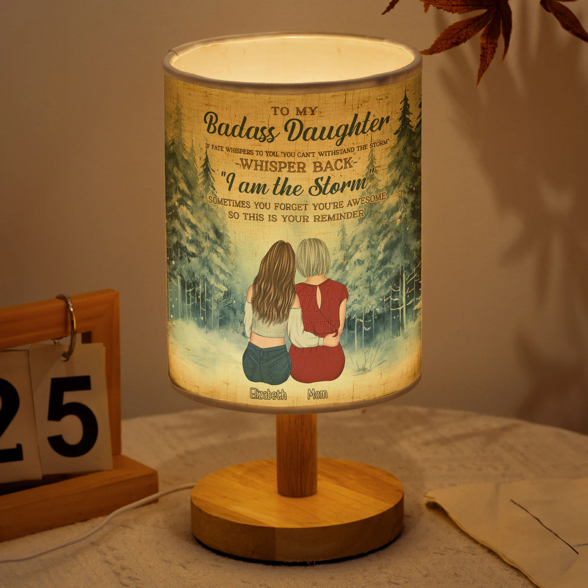 To My Daughter Gift Whisper Back I Am The Storm - Personalized Fabric Lamp