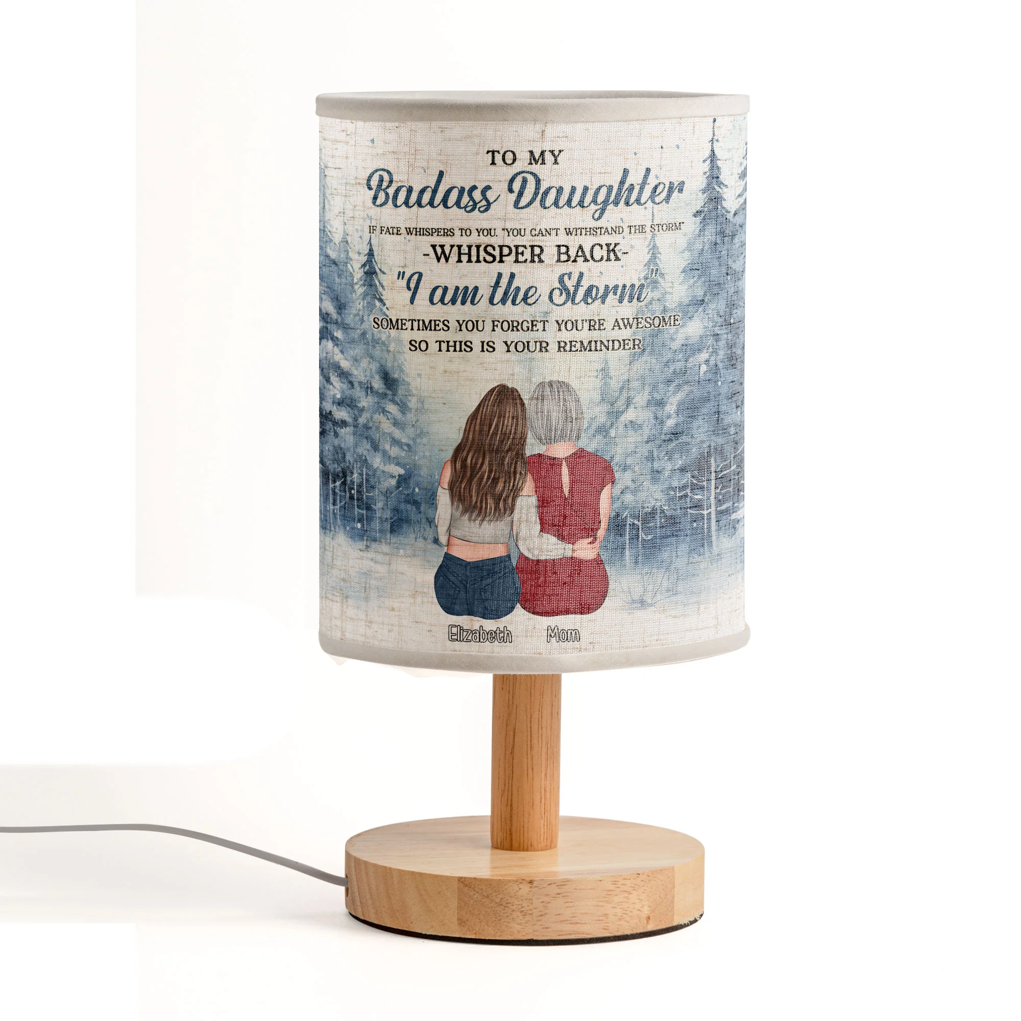 To My Daughter Gift Whisper Back I Am The Storm - Personalized Fabric Lamp - Image 2