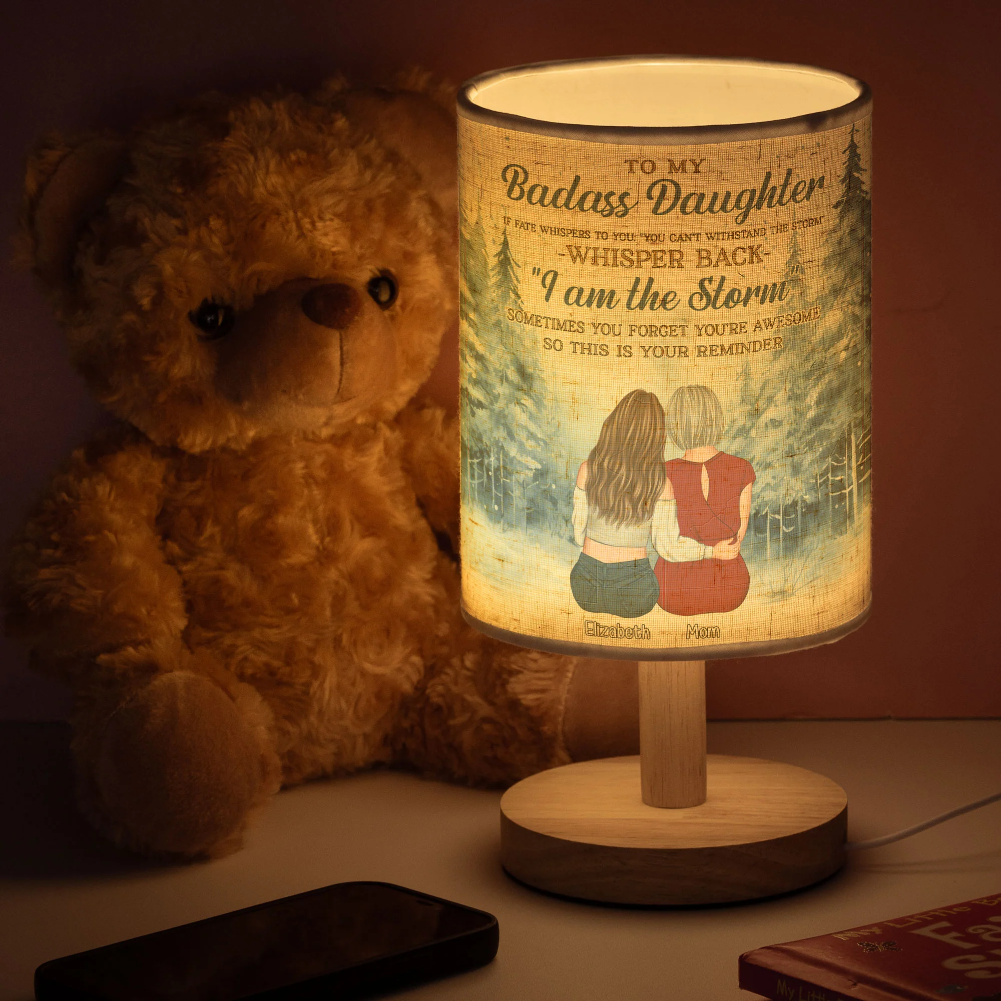To My Daughter Gift Whisper Back I Am The Storm - Personalized Fabric Lamp - Image 4