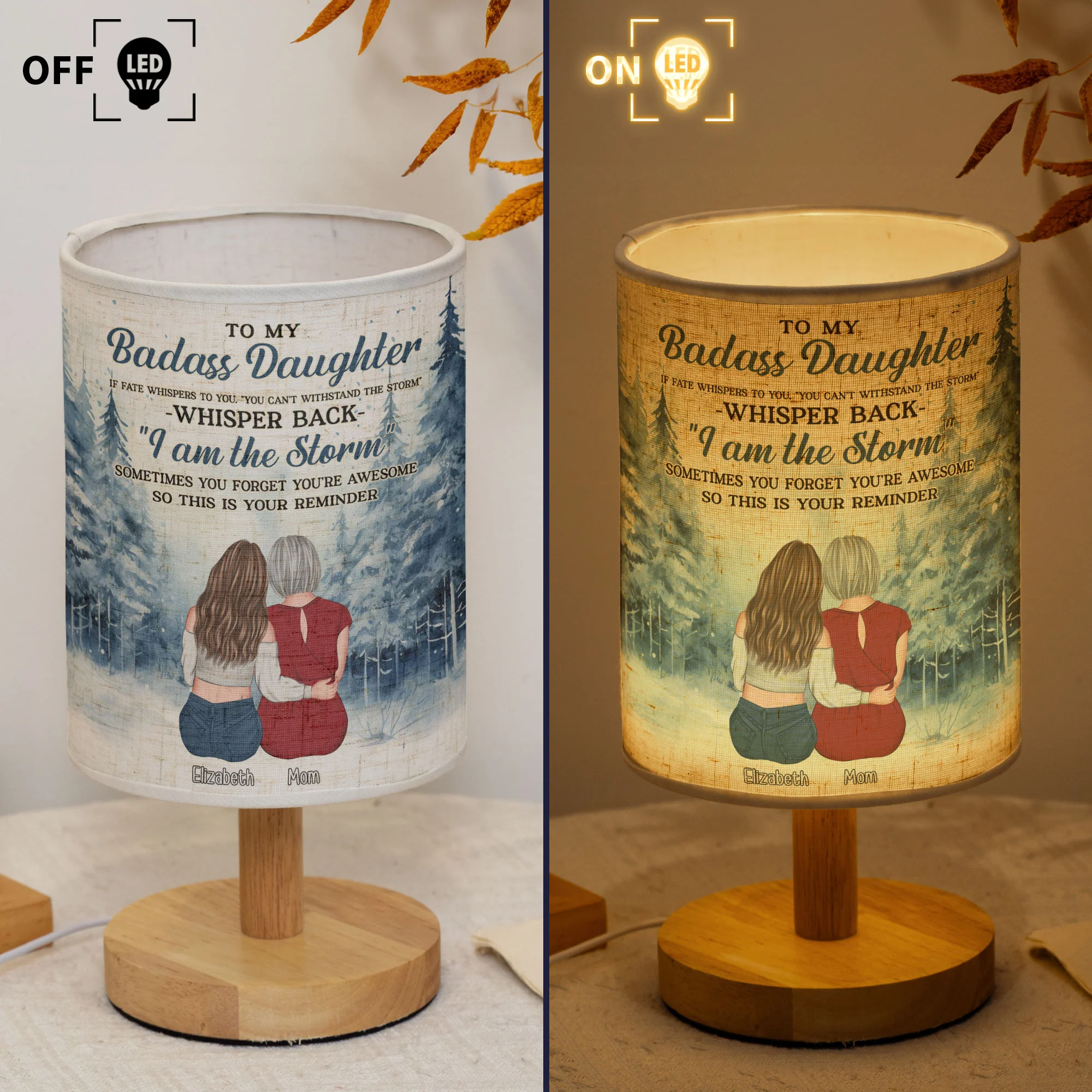 To My Daughter Gift Whisper Back I Am The Storm - Personalized Fabric Lamp - Image 5