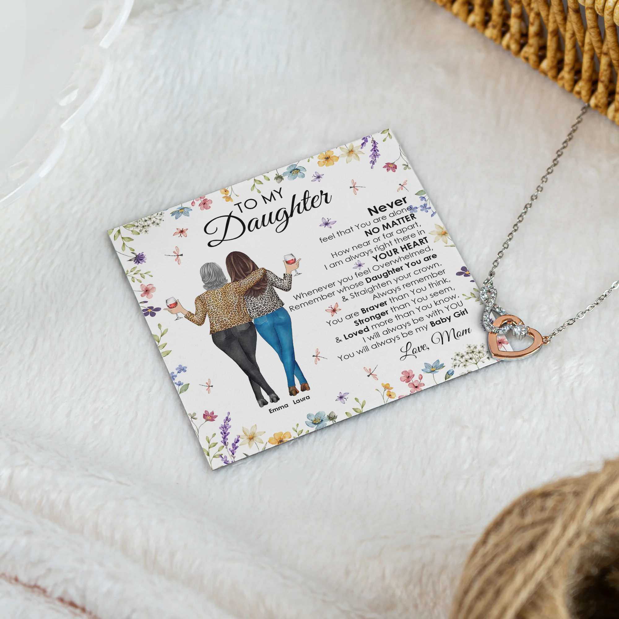 To My Daughter Gift You Will Always Be My Baby Girl - Personalized Infinity Heart Necklace - Image 2