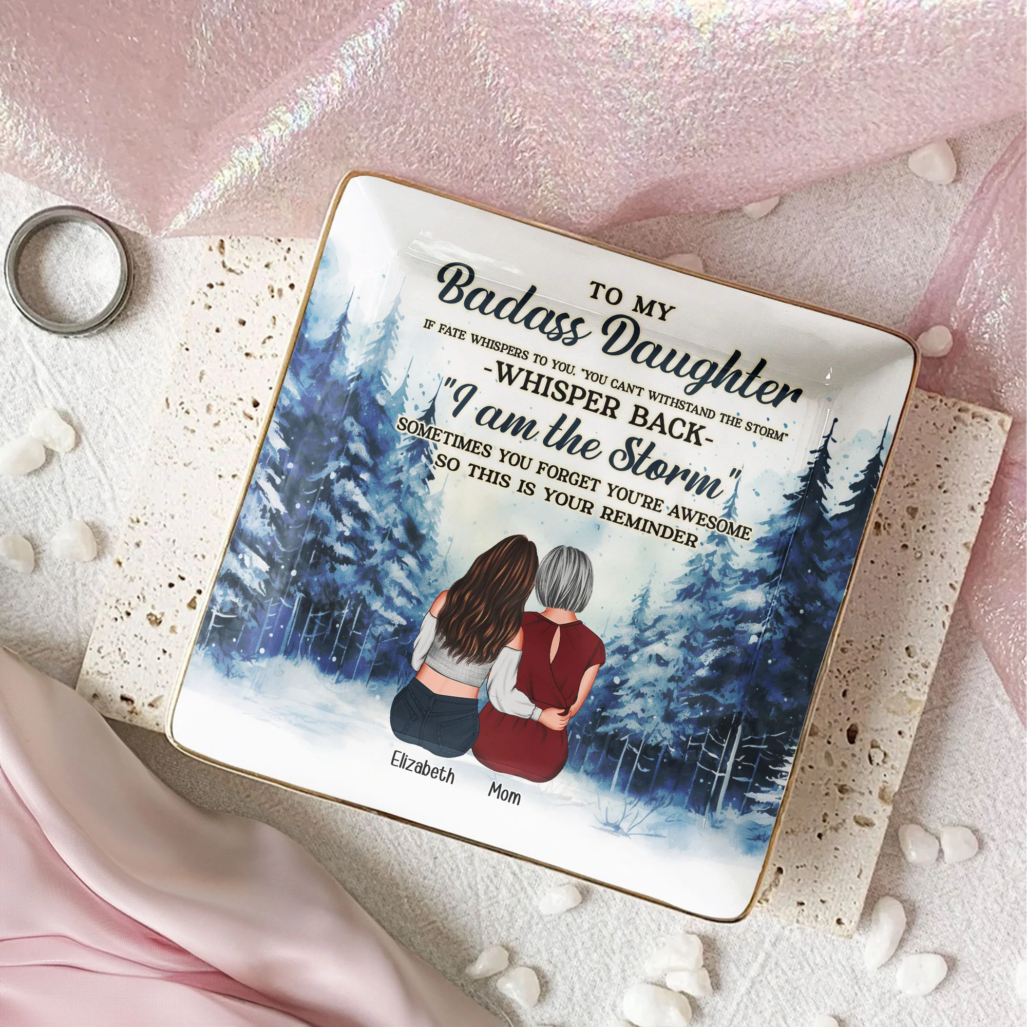 To My Daughter Gifts A Reminder That You're Awesome - Personalized Jewelry Dish - Image 2
