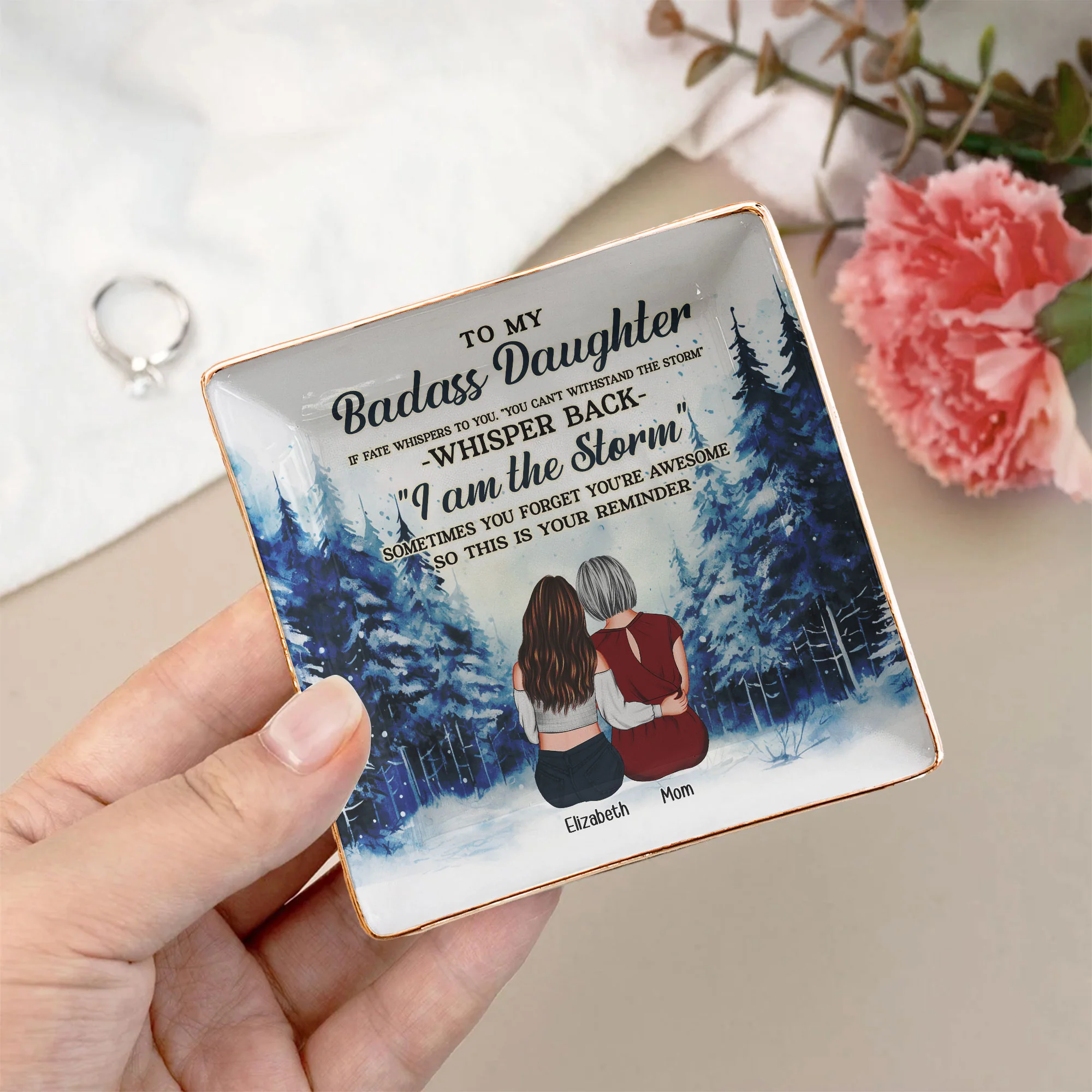 To My Daughter Gifts A Reminder That You're Awesome - Personalized Jewelry Dish - Image 3