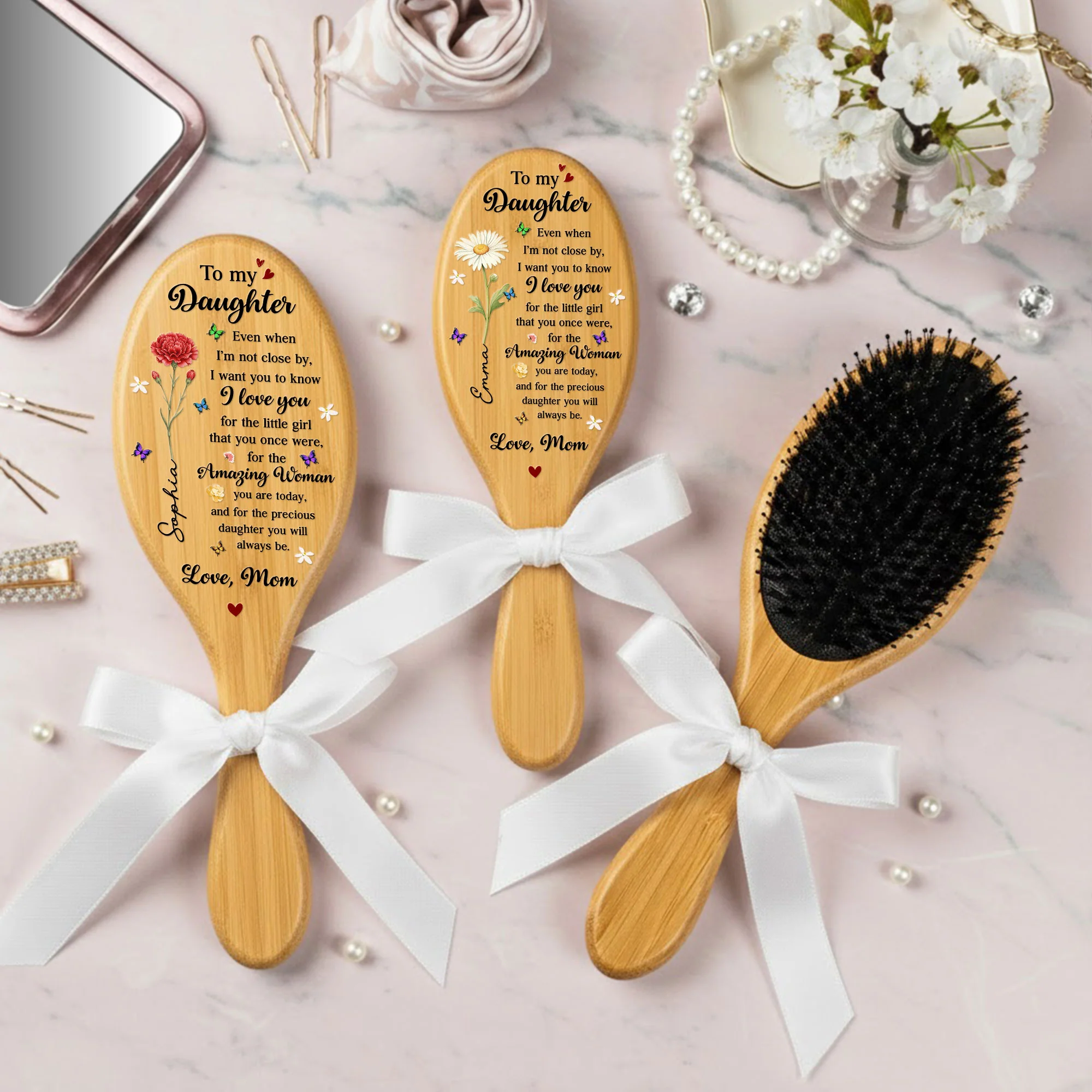 To My Daughter I Want You To Know I Love You - Personalized Hair Brush - Image 2