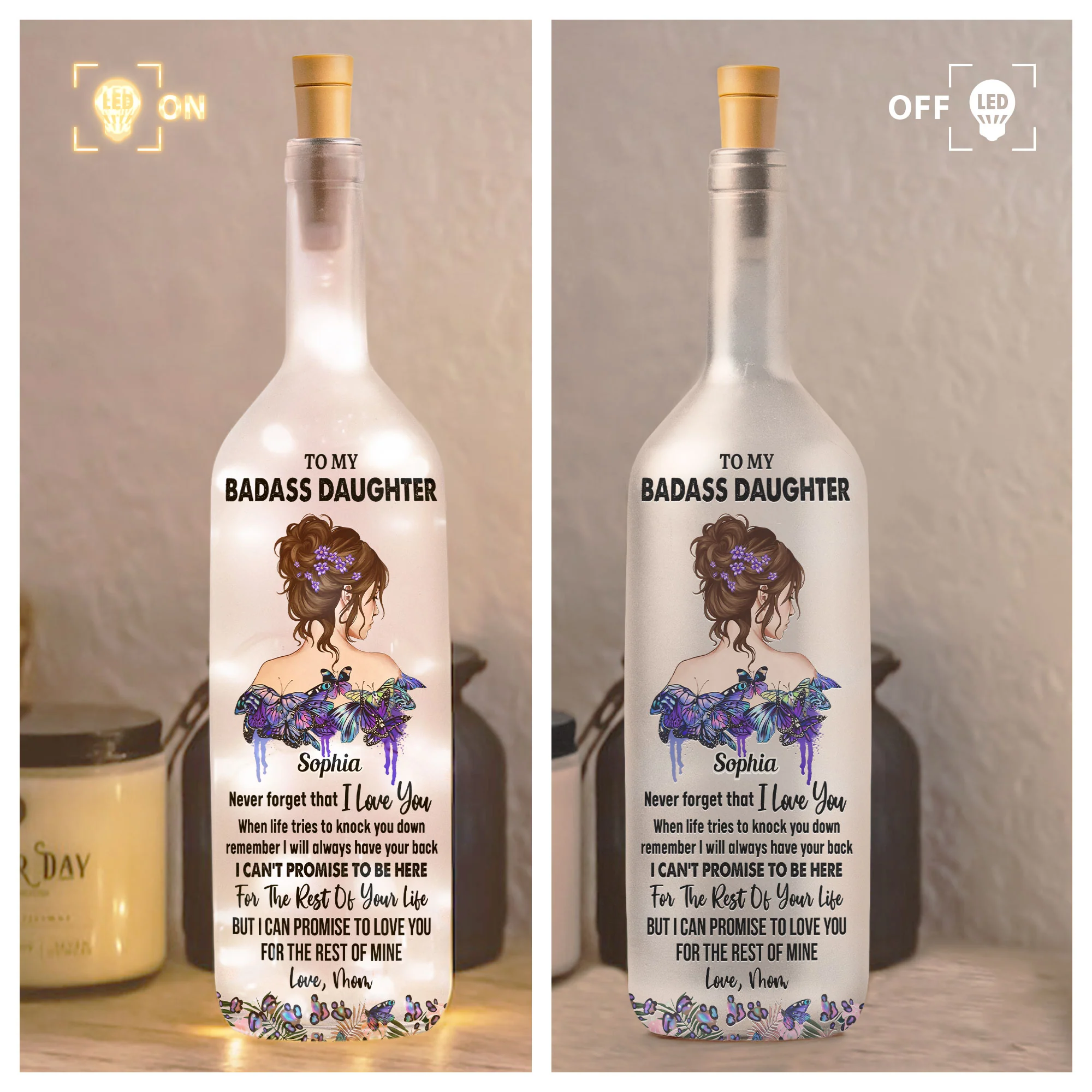 To My Daughter Remember That I Love You - Personalized Bottle Lamp - Image 4