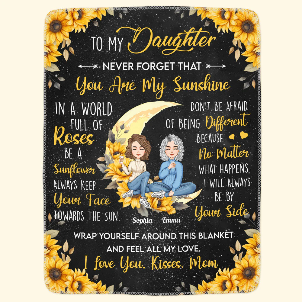 To My Daughter You Are My Sunshine Sunflower - Personalized Blanket - Image 4