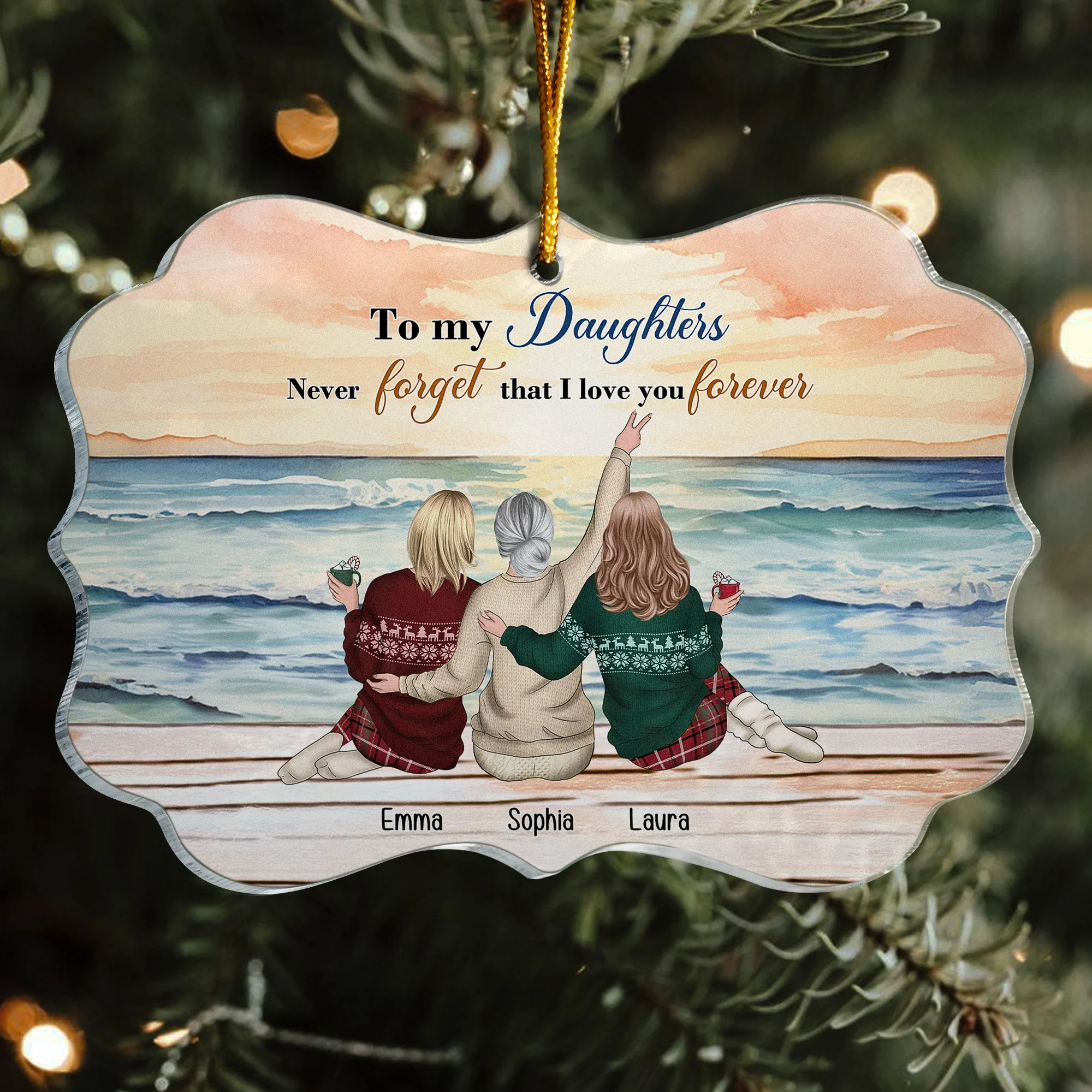 To My Daughters Never Forget That I Love You Forever - Personalized Acrylic Ornament - Image 4