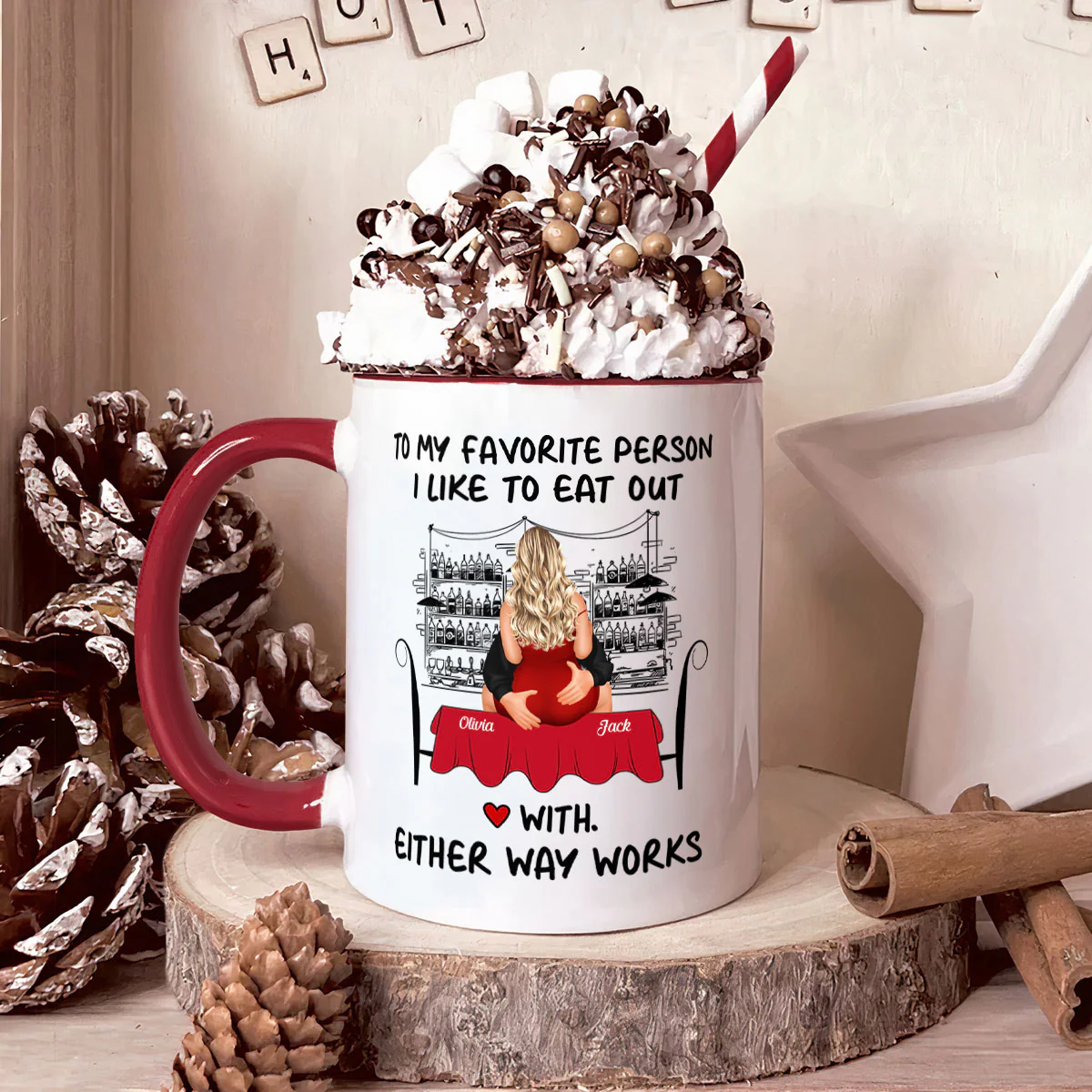 To My Favorite Person I Like To Eat Out - Personalized Accent Mug - Image 3