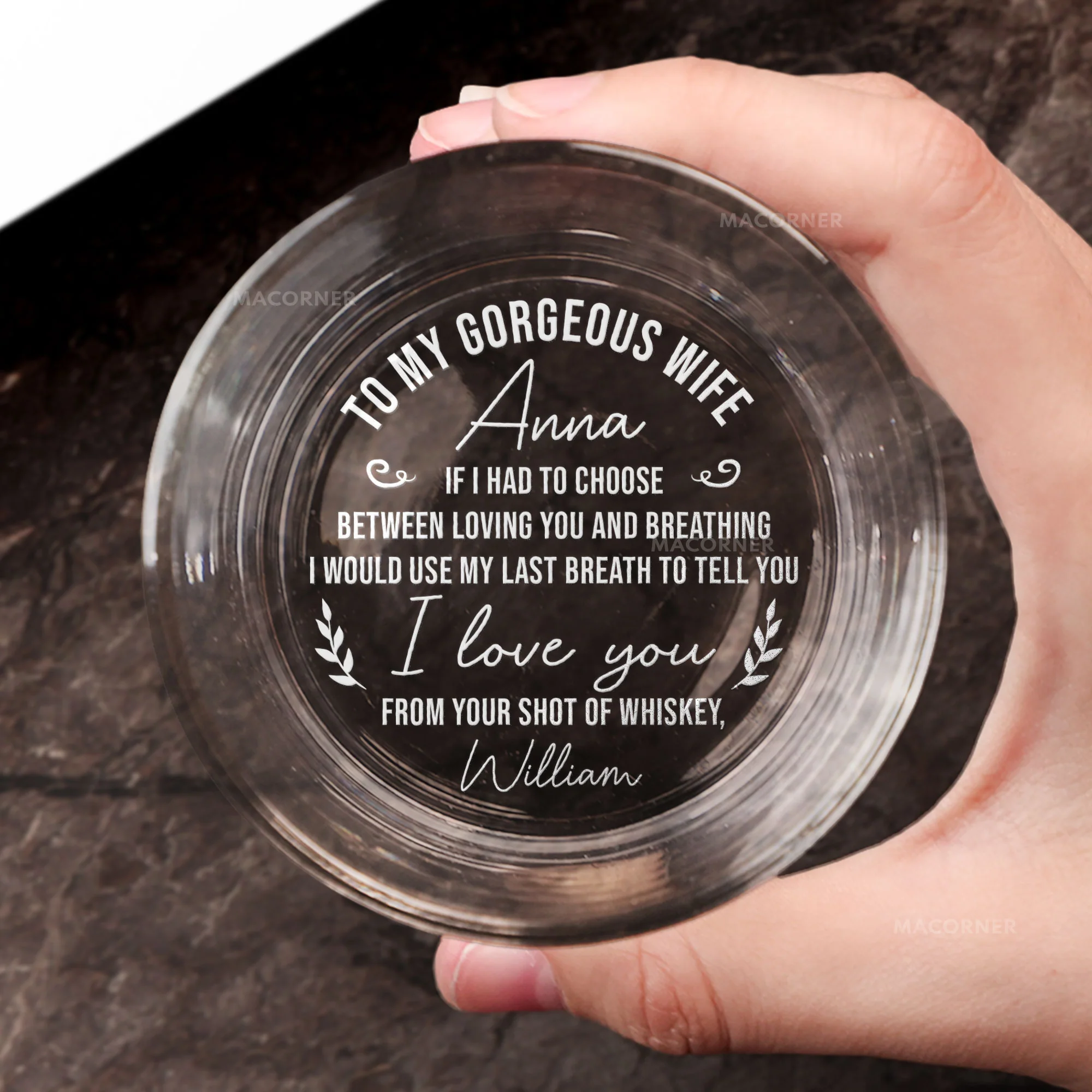 To My Gorgeous Wife - Personalized Engraved Whiskey Glass - Image 3