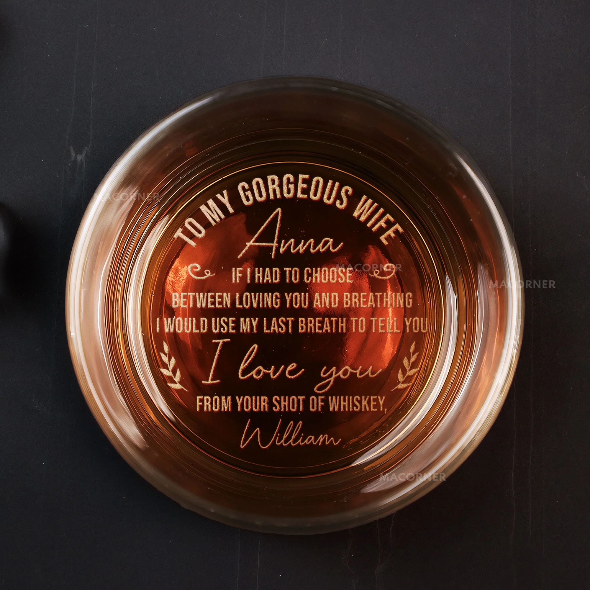 To My Gorgeous Wife - Personalized Engraved Whiskey Glass - Image 4