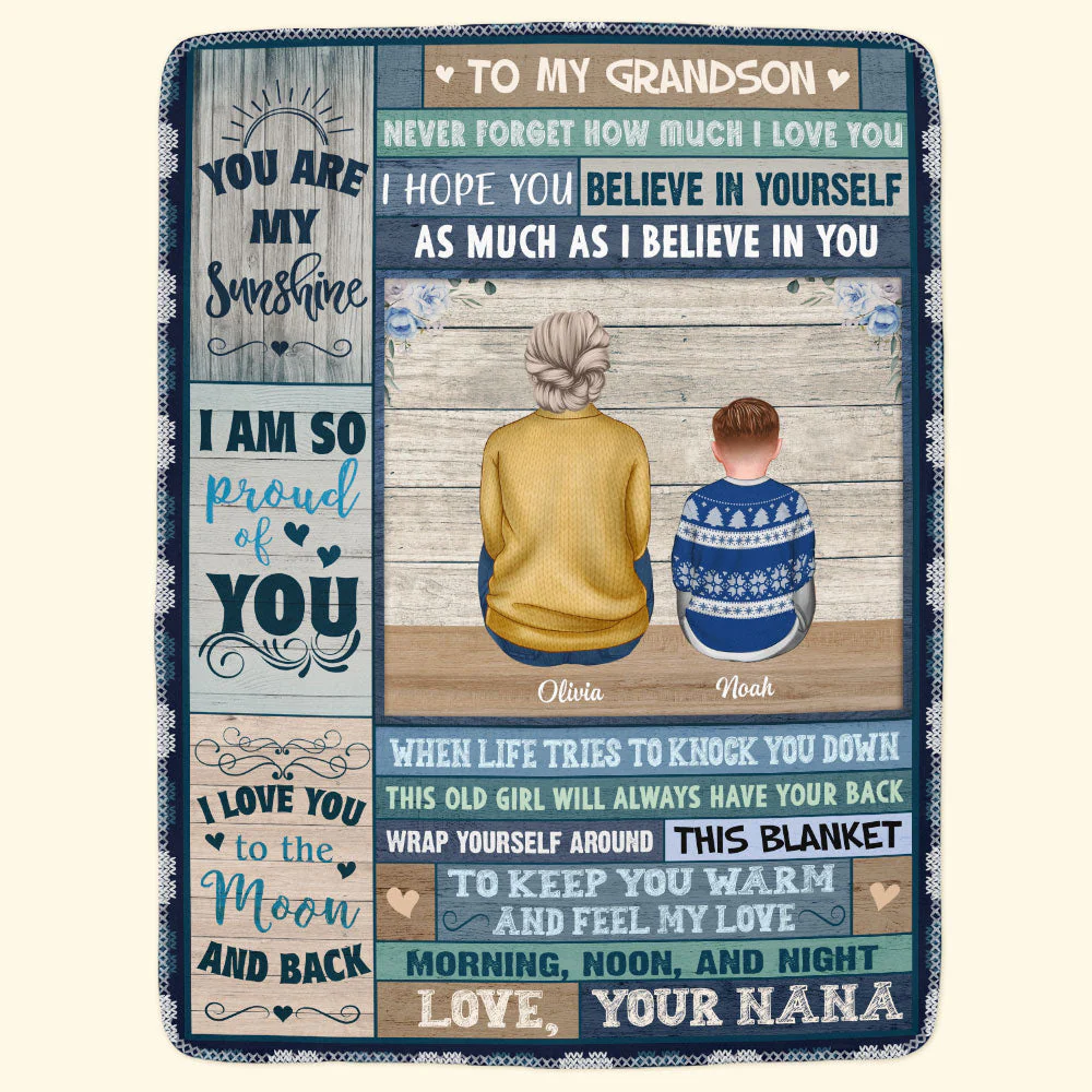 To My Grandson I Love You - Personalized Photo Blanket - Image 4
