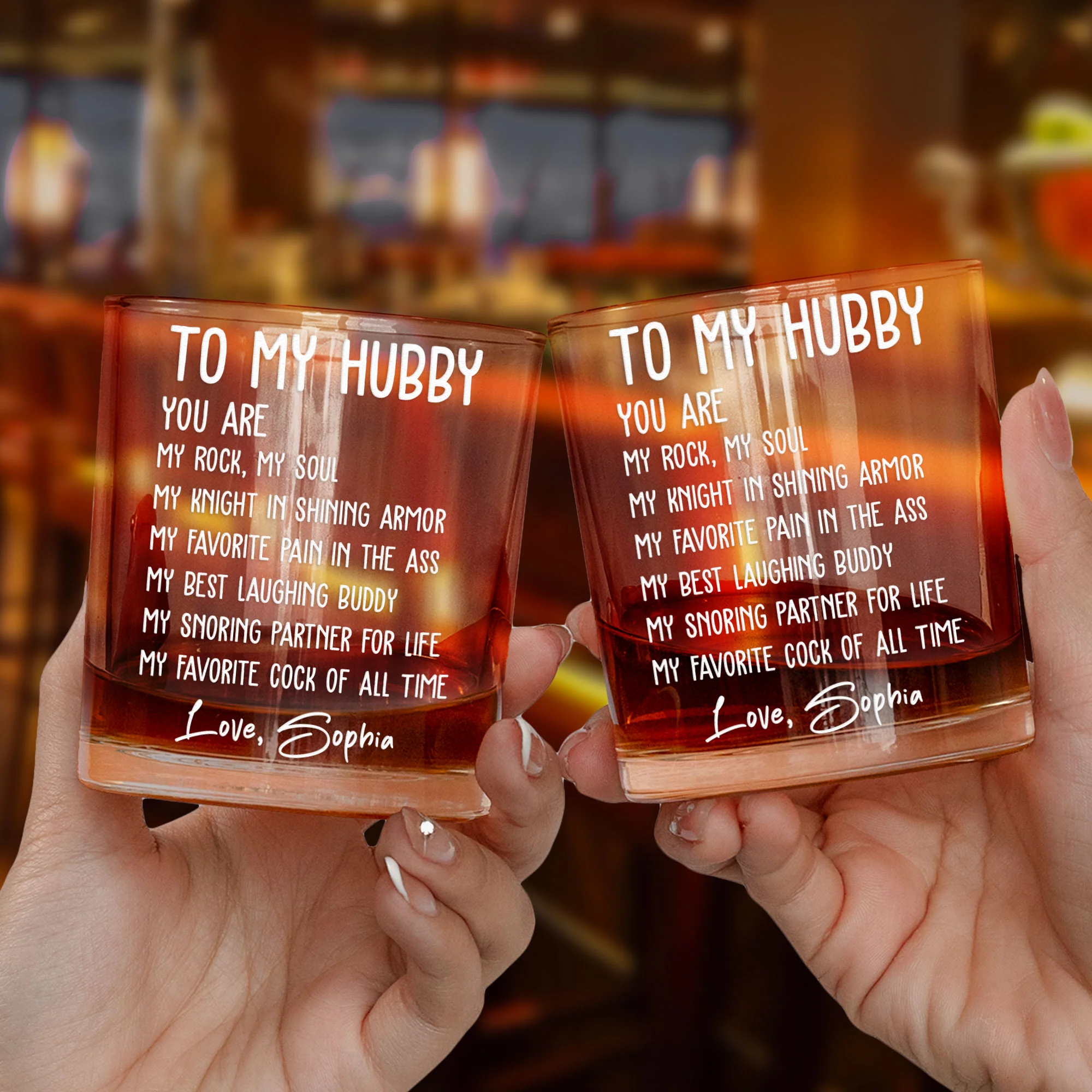 To My Husband You Are My Favorite Cock Of All Time - Personalized Whiskey Glass - Image 4