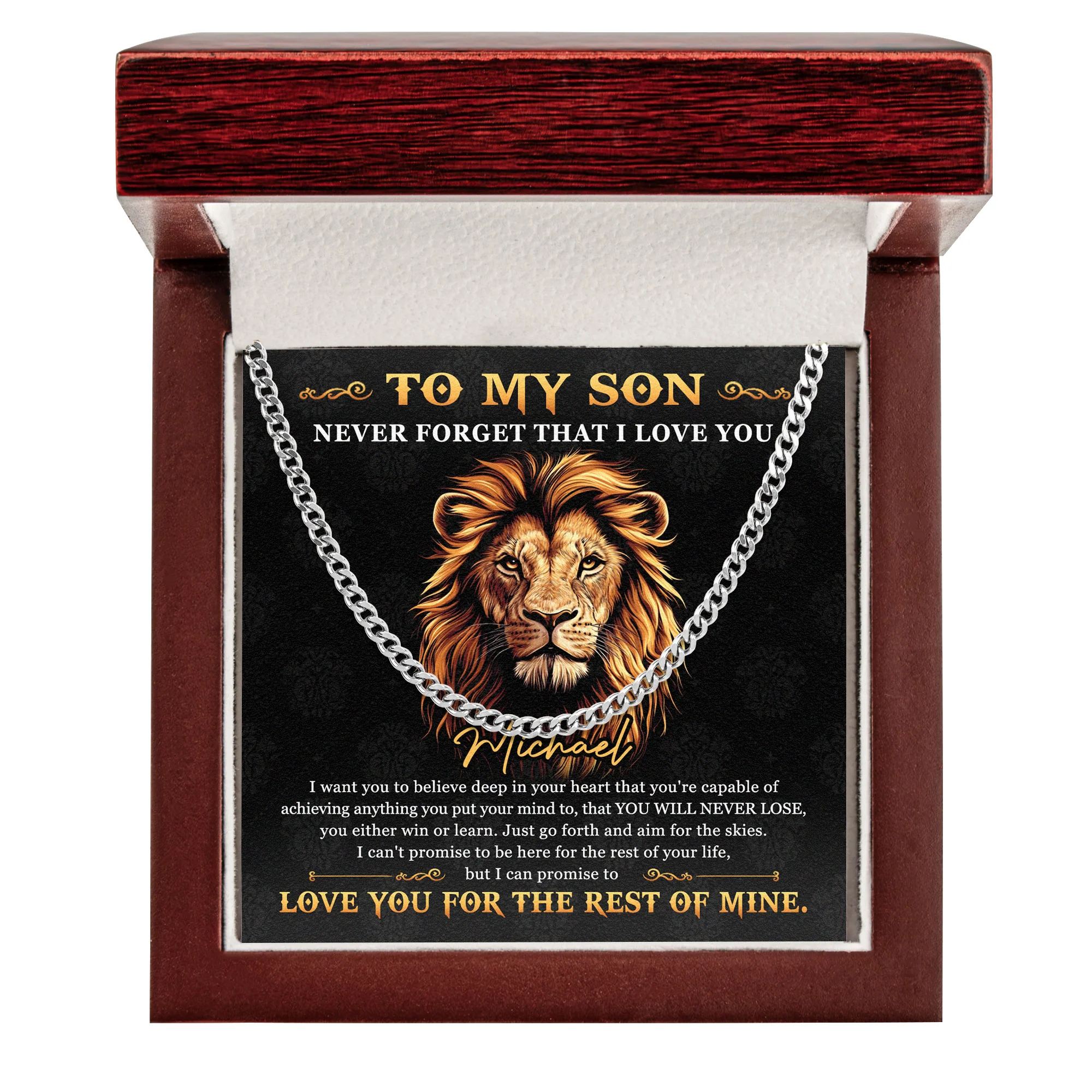 To My Son Gift From Mom/Dad - Personalized Men's Cuban Link Chain - Image 2